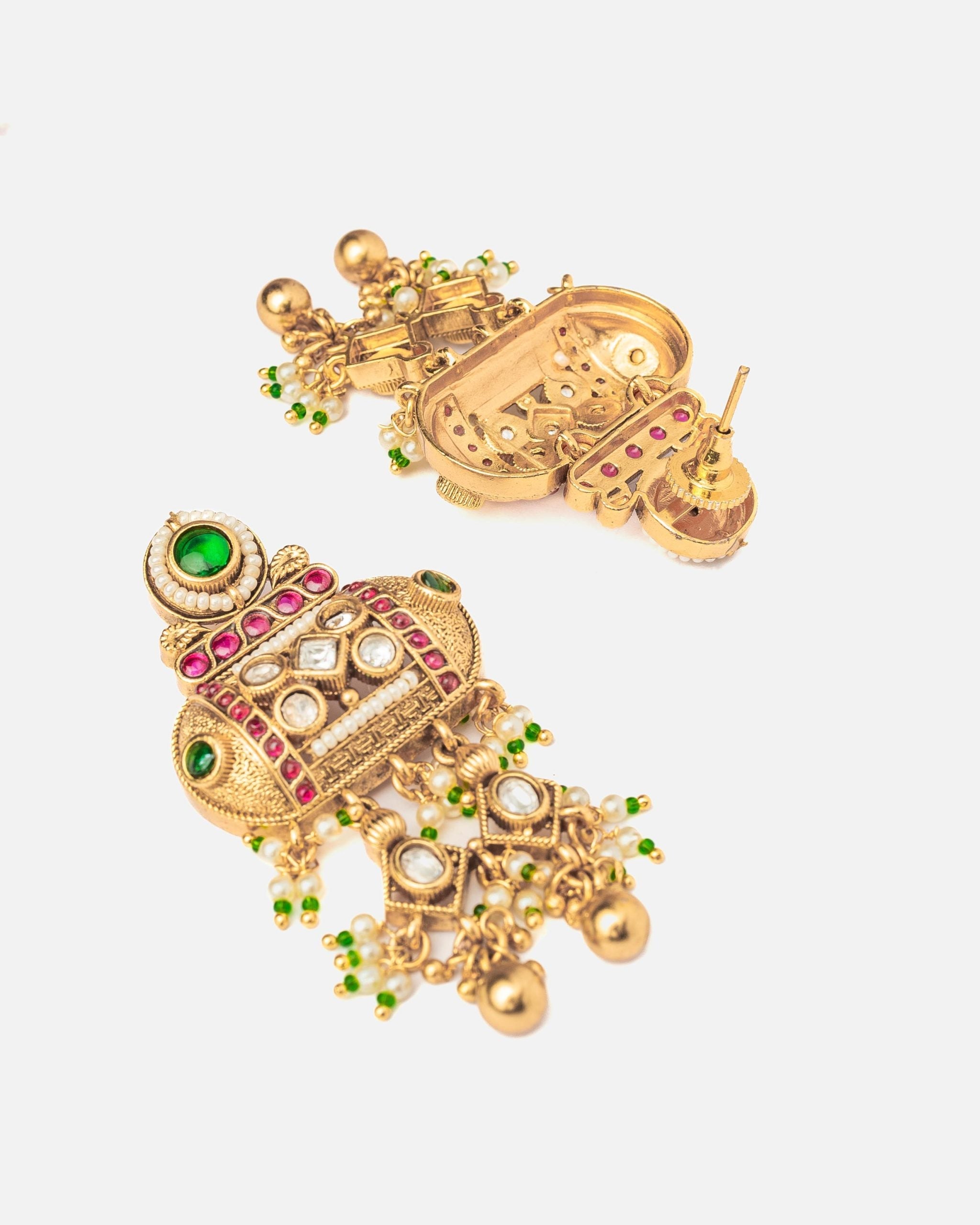 vivinia BY VIDHI MEHRA ISMAARH 2.0 Gold/Green Womens Pair of Chandbali Earrings