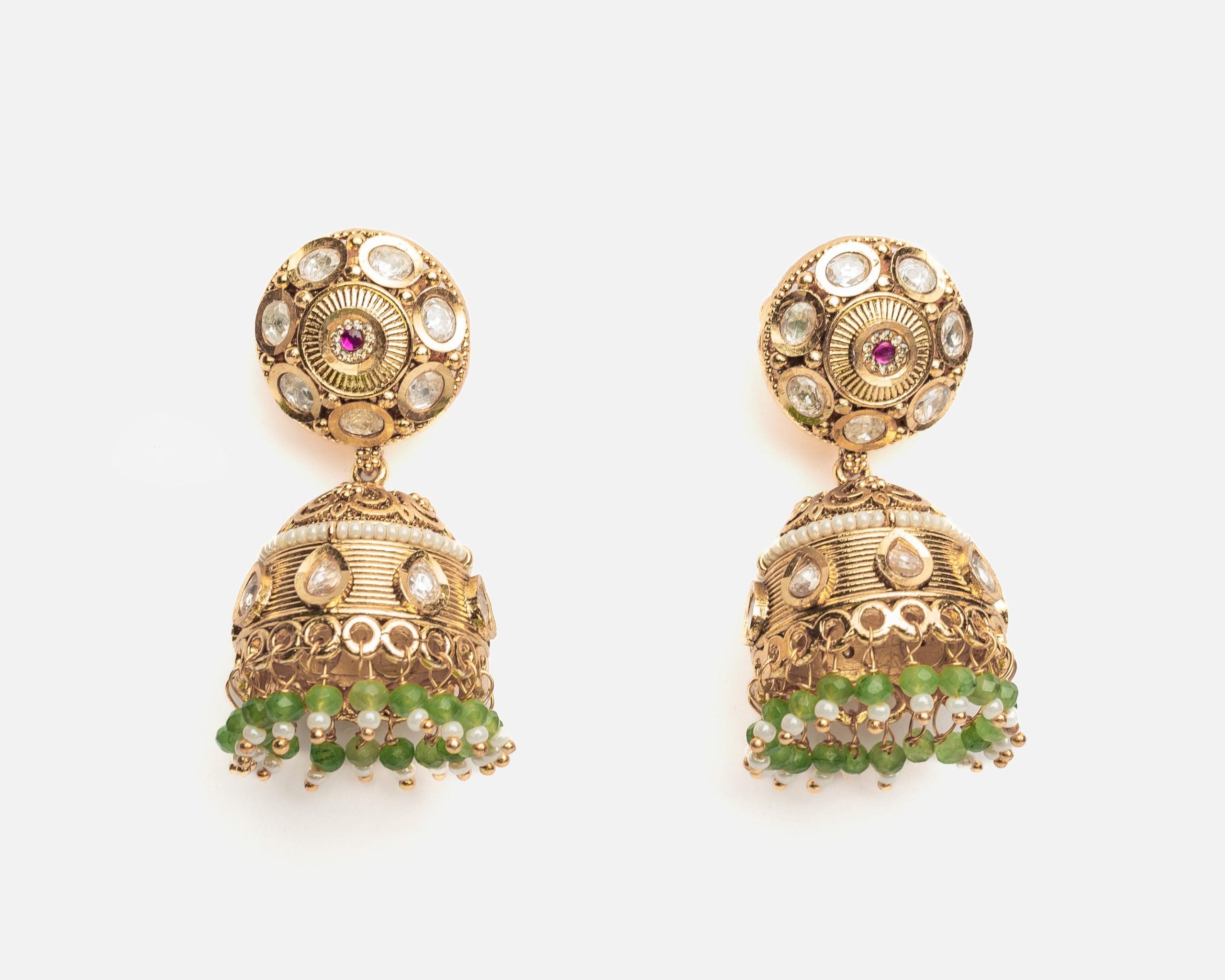 vivinia BY VIDHI MEHRA ISMAARH 2.0 Gold/Green Womens Pair of Jhumka Earrings