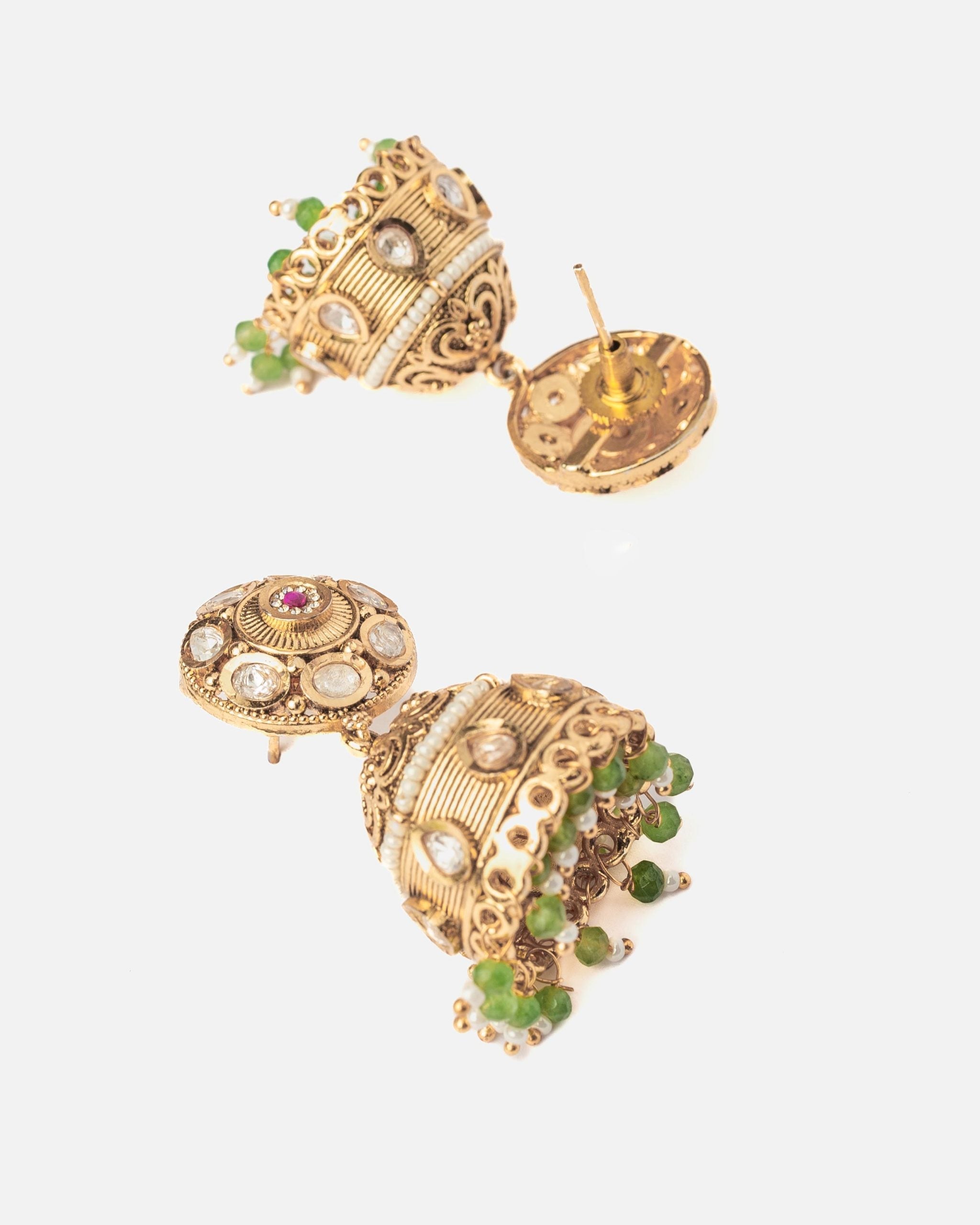 vivinia BY VIDHI MEHRA ISMAARH 2.0 Gold/Green Womens Pair of Jhumka Earrings