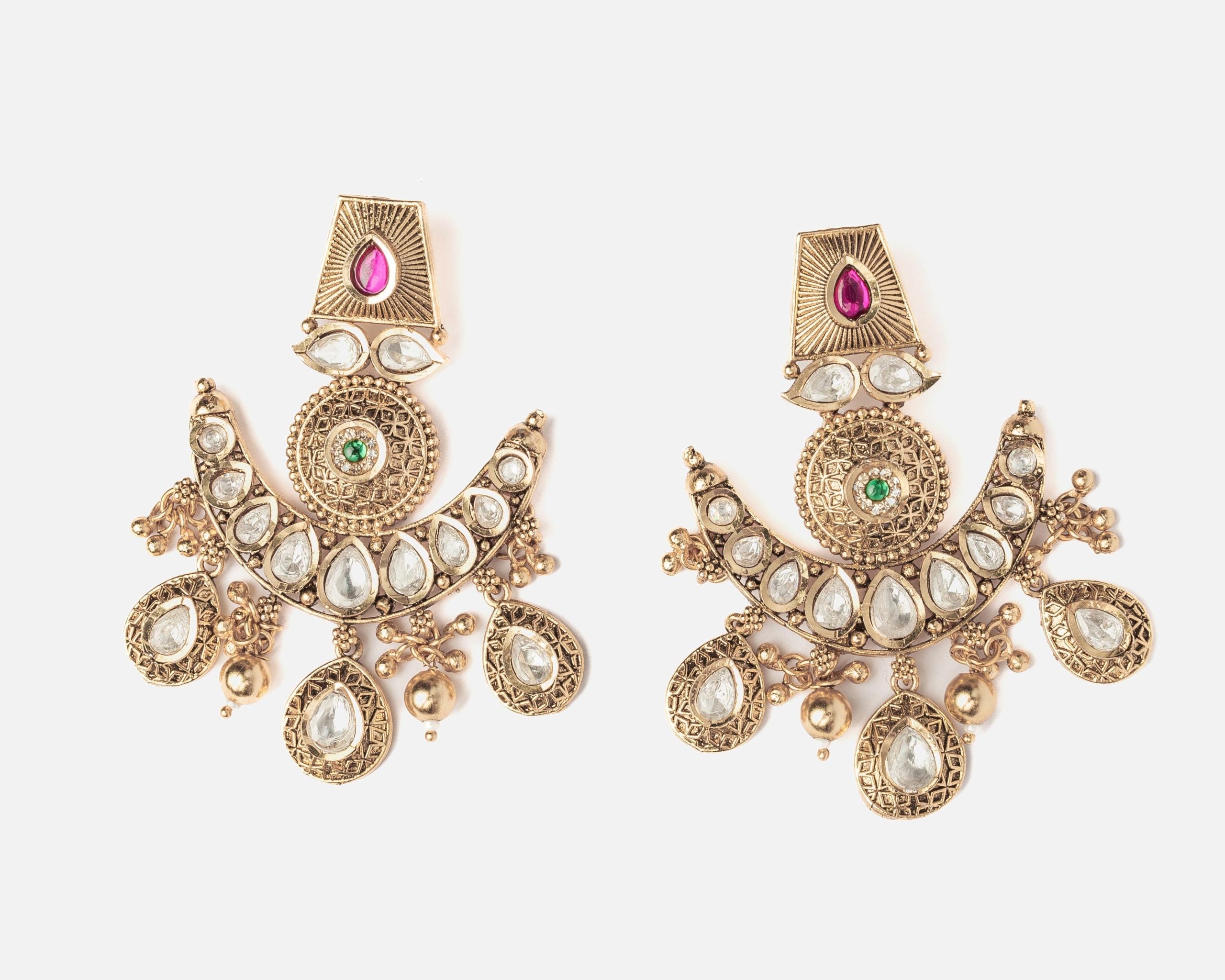 vivinia BY VIDHI MEHRA ISMAARH 2.0 Gold/Pink Womens Pair of Chandbali Earrings