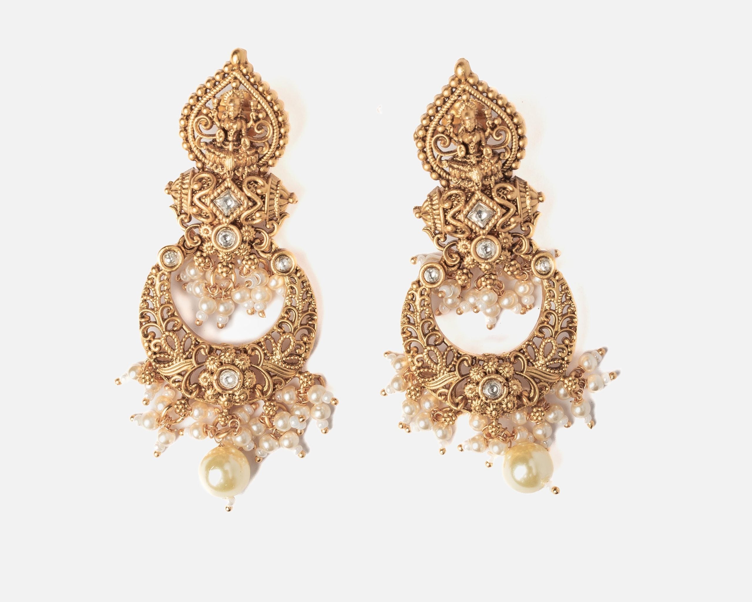 vivinia BY VIDHI MEHRA ISMAARH 2.0 Gold/White Womens Pair of Chandbali Earrings