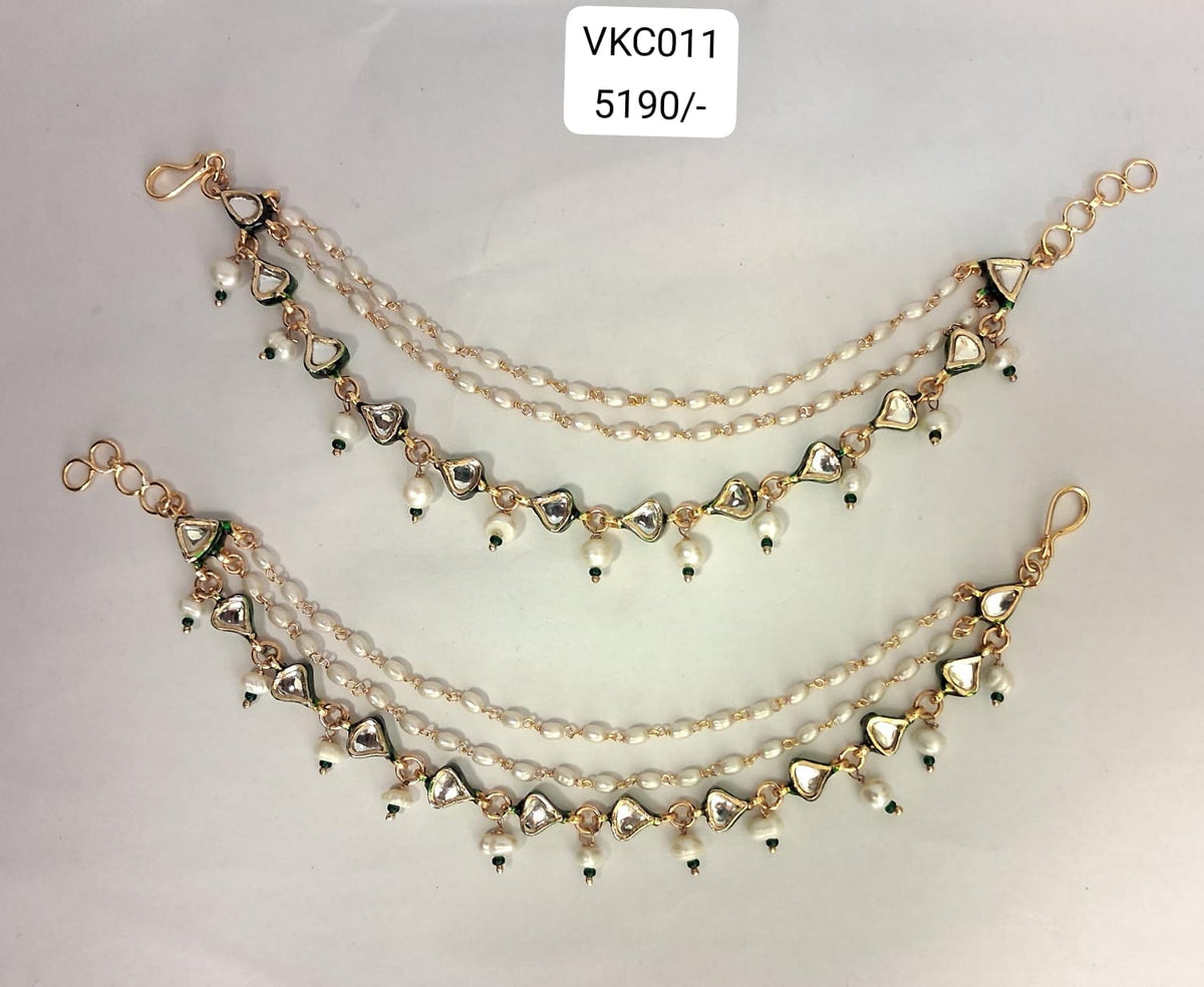 Kundan Pearl Kaan Chain Pair