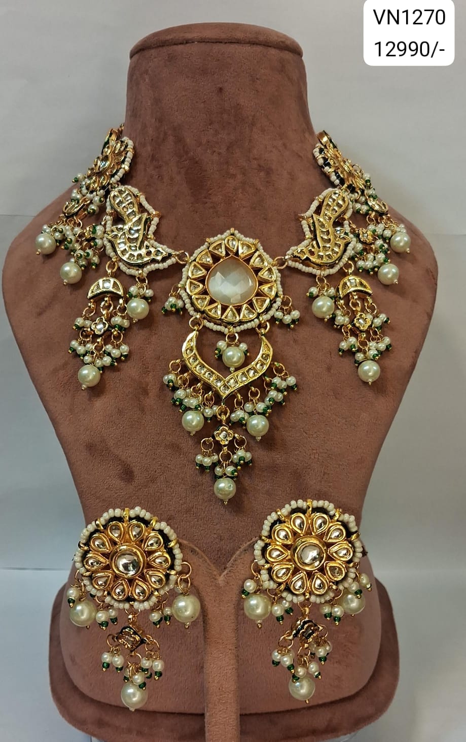 Kundan Pearl Statement Necklace Earring Set