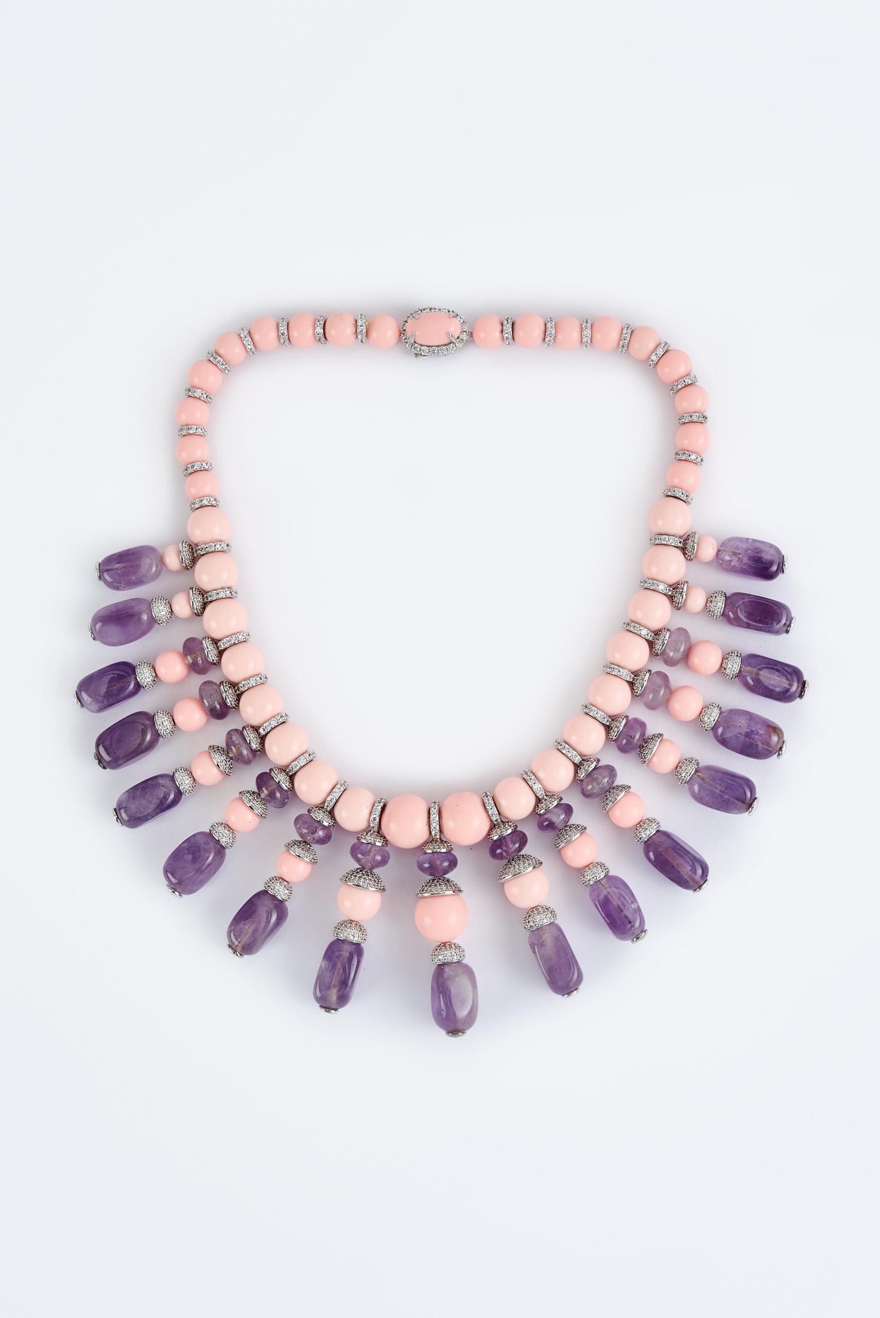 vivinia BY VIDHI MEHRA Florence Pink & Purple Womens Beaded Short Necklace Set (Freesize)