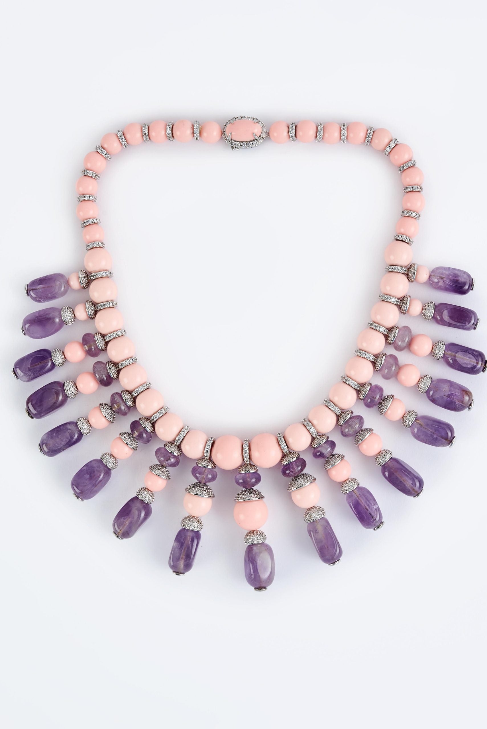 vivinia BY VIDHI MEHRA Florence Pink & Purple Womens Beaded Short Necklace Set (Freesize)