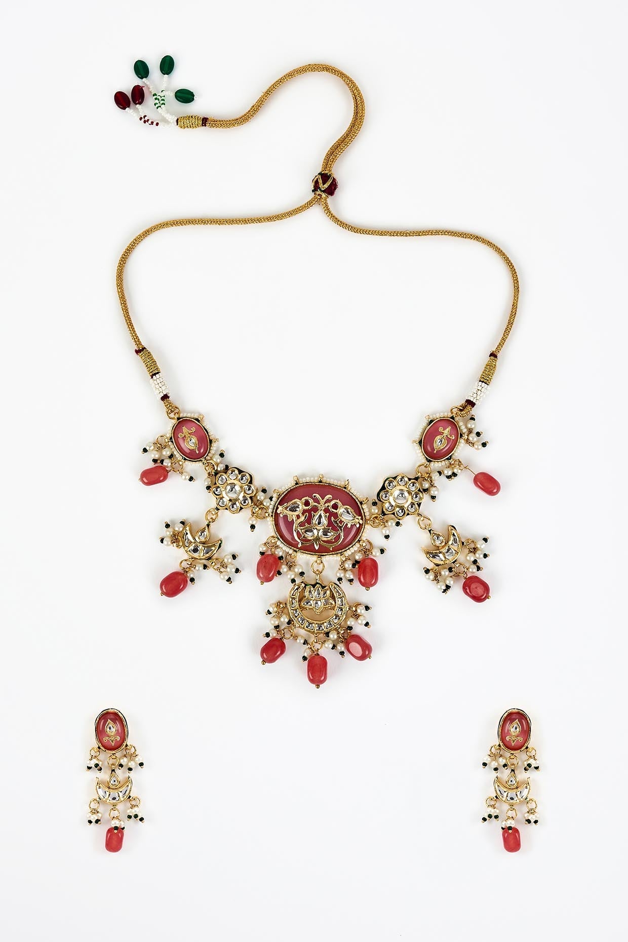 vivinia BY VIDHI MEHRA Saadgi Gold Plated Pink Kundan, Polki Womens Choker Necklace Set with Pair of Earrings (Freesize)