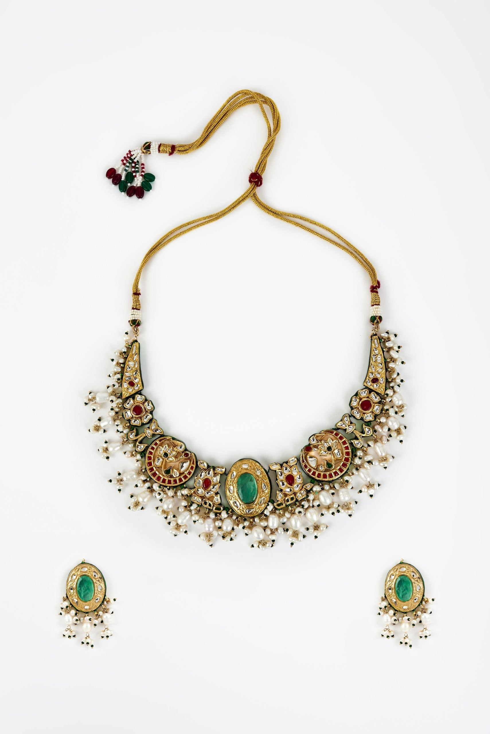 vivinia BY VIDHI MEHRA Saadgi Gold Plated Green Kundan, Polki Womens Choker Necklace Set with Pair of Earrings (Freesize)