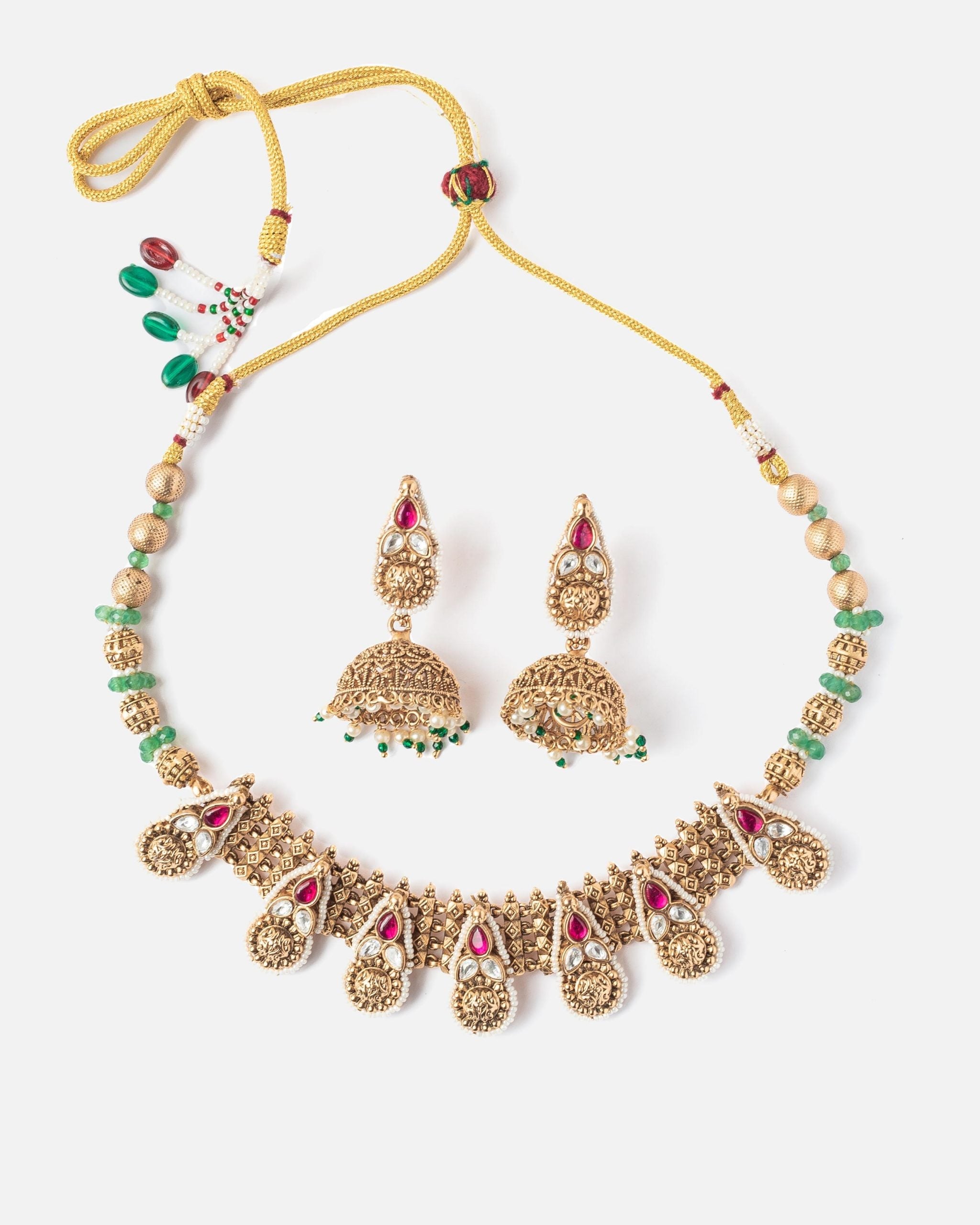 vivinia BY VIDHI MEHRA ISMAARH 2.0 Gold/Pink Choker Necklace Set with Pair of Earrings