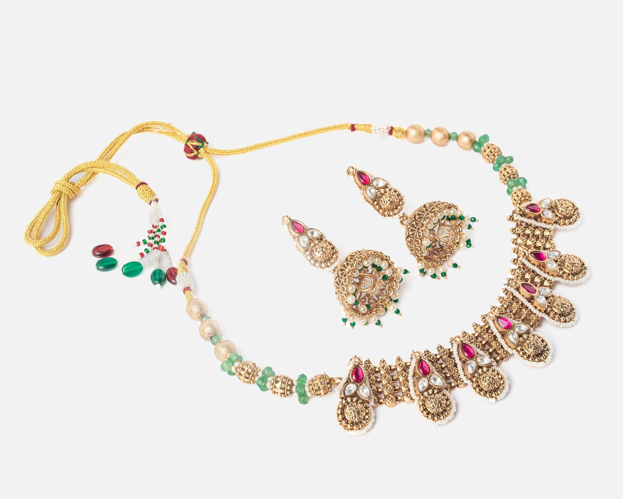 vivinia BY VIDHI MEHRA ISMAARH 2.0 Gold/Pink Choker Necklace Set with Pair of Earrings