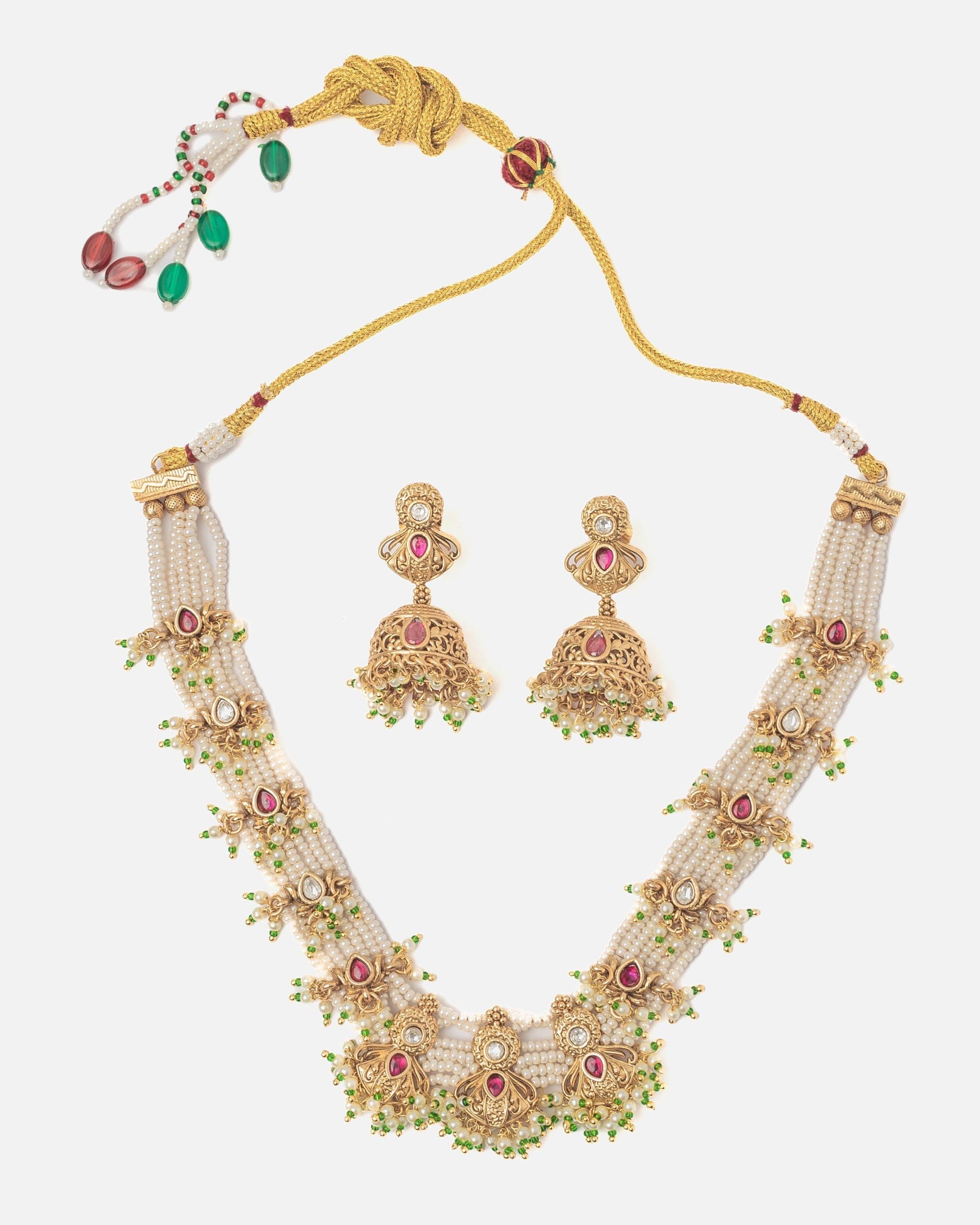 vivinia BY VIDHI MEHRA ISMAARH 2.0 Gold/White/Multi Choker Necklace Set with Pair of Earrings