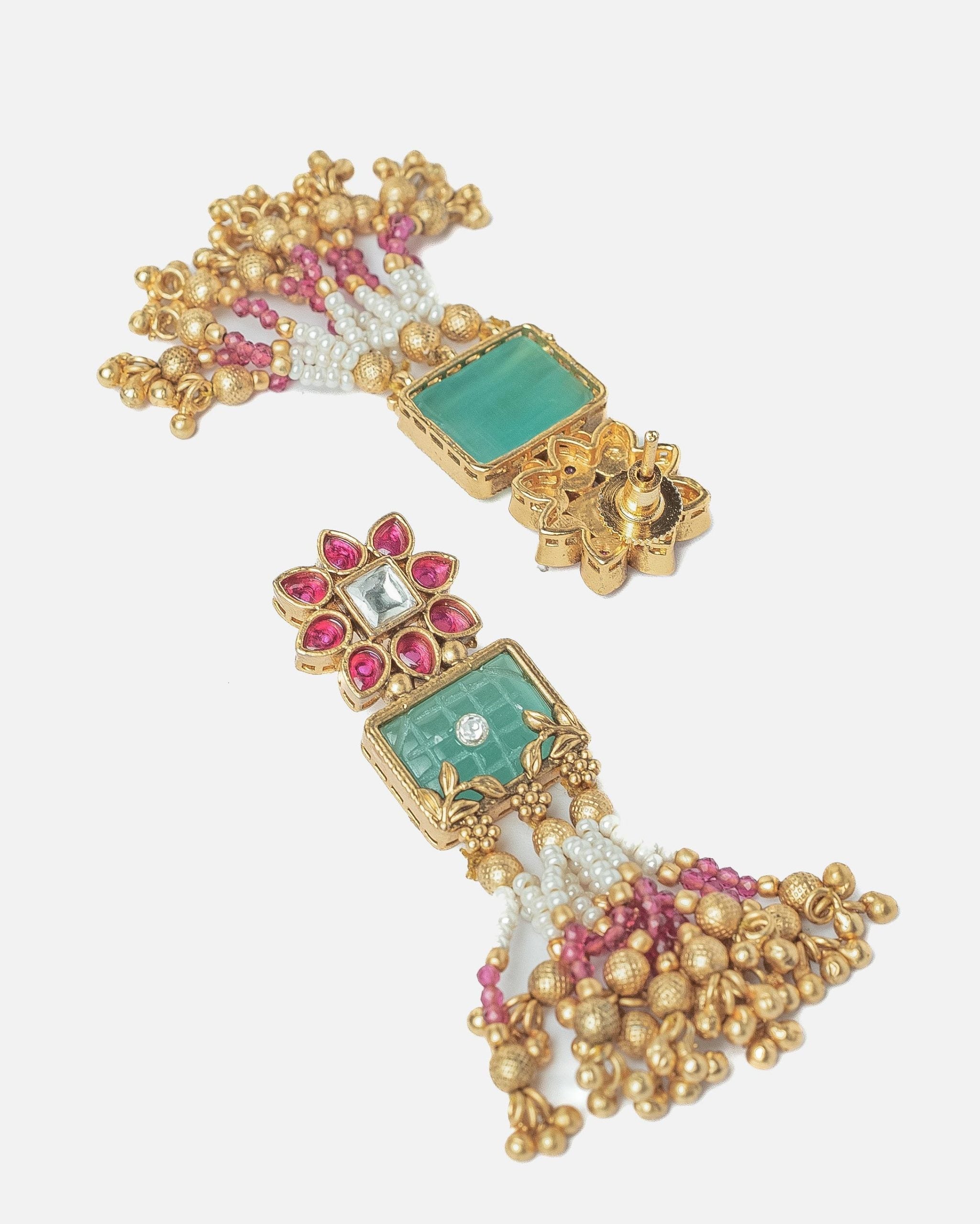 vivinia BY VIDHI MEHRA ISMAARH 2.0 Gold/Pink/Multi Long Necklace Set with Pair of Earrings