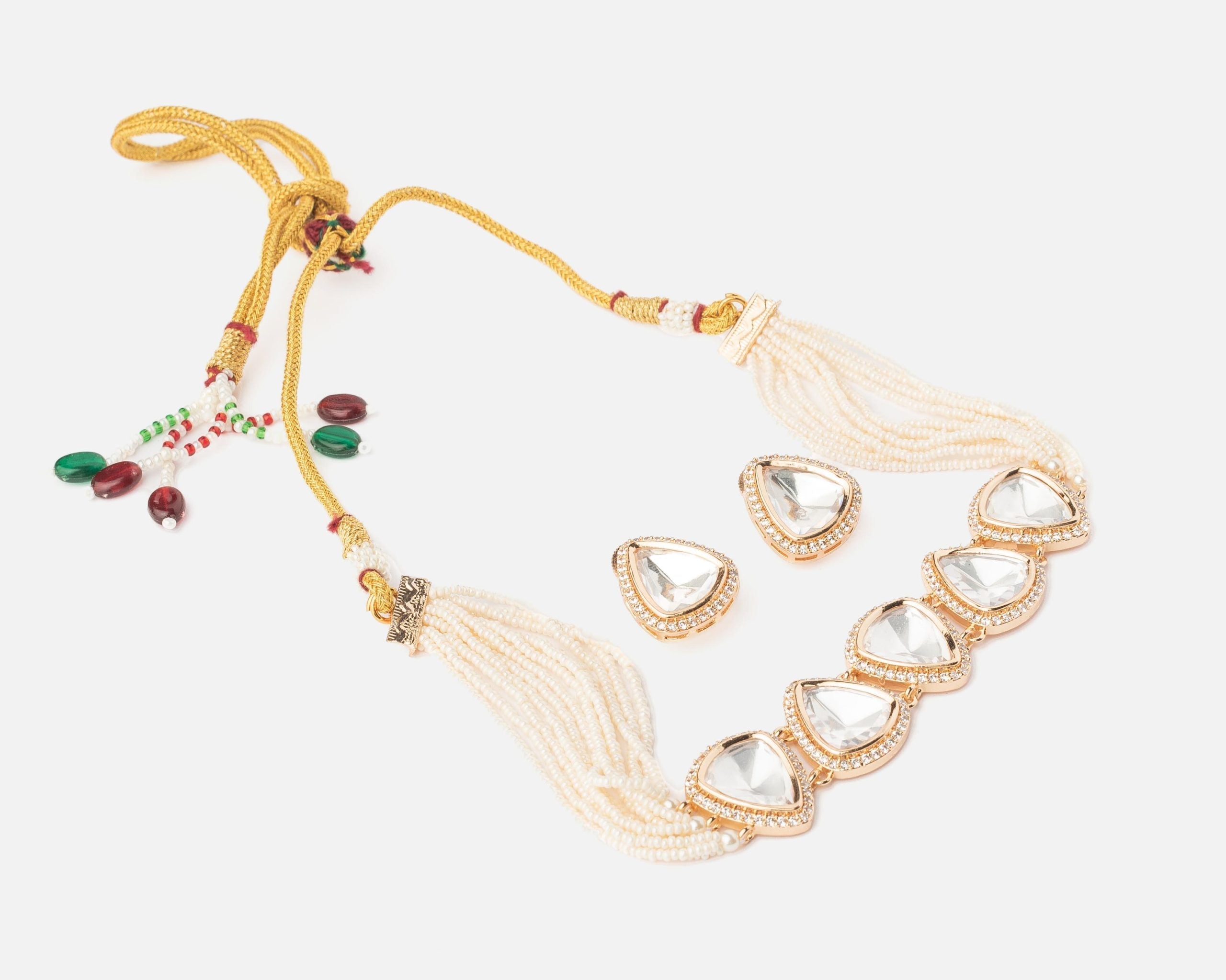 vivinia BY VIDHI MEHRA ISMAARH 2.0 Gold/White Choker Necklace Set with Pair of Earrings