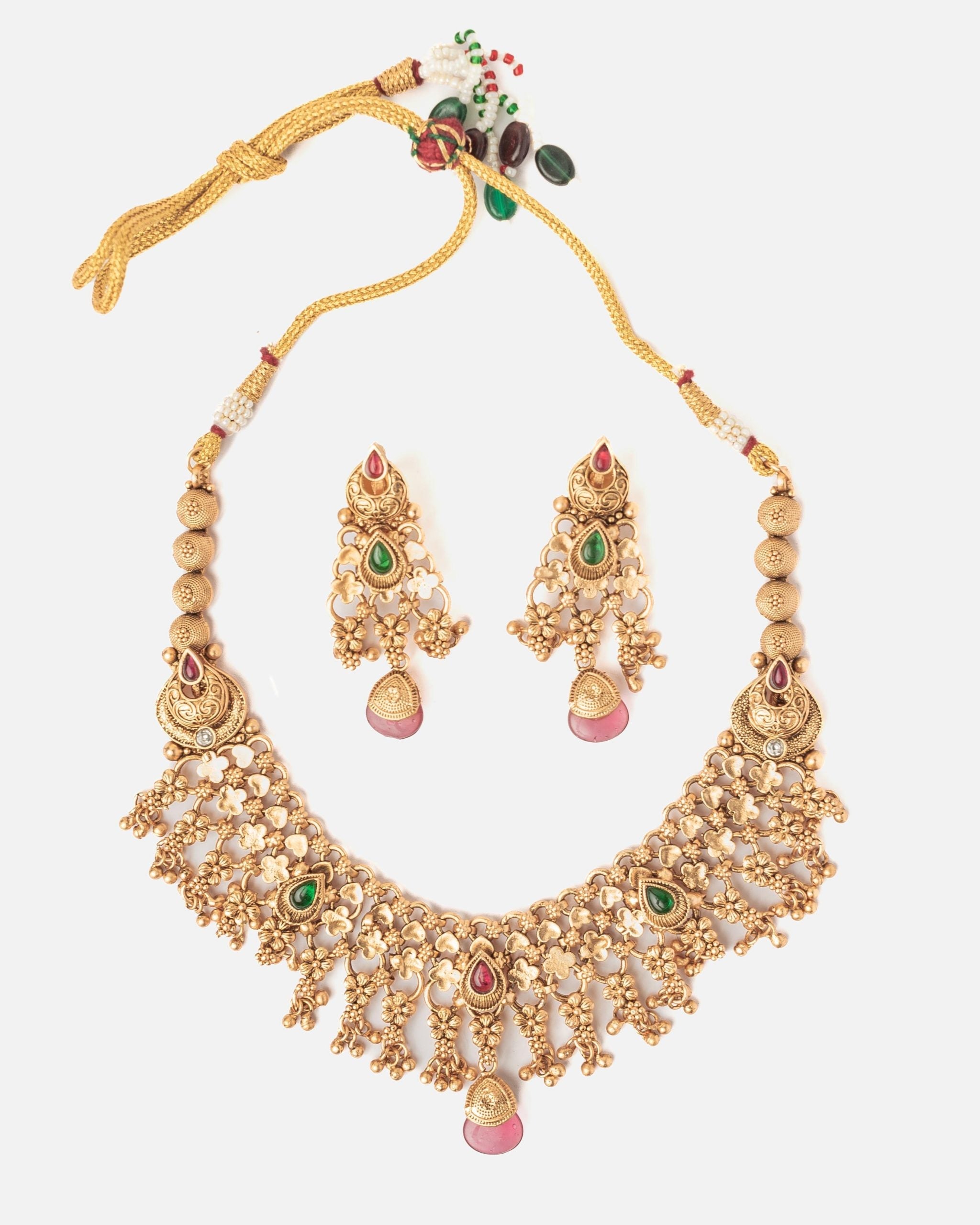 vivinia BY VIDHI MEHRA ISMAARH 2.0 Gold/Multi Short Necklace Set with Pair of Earrings