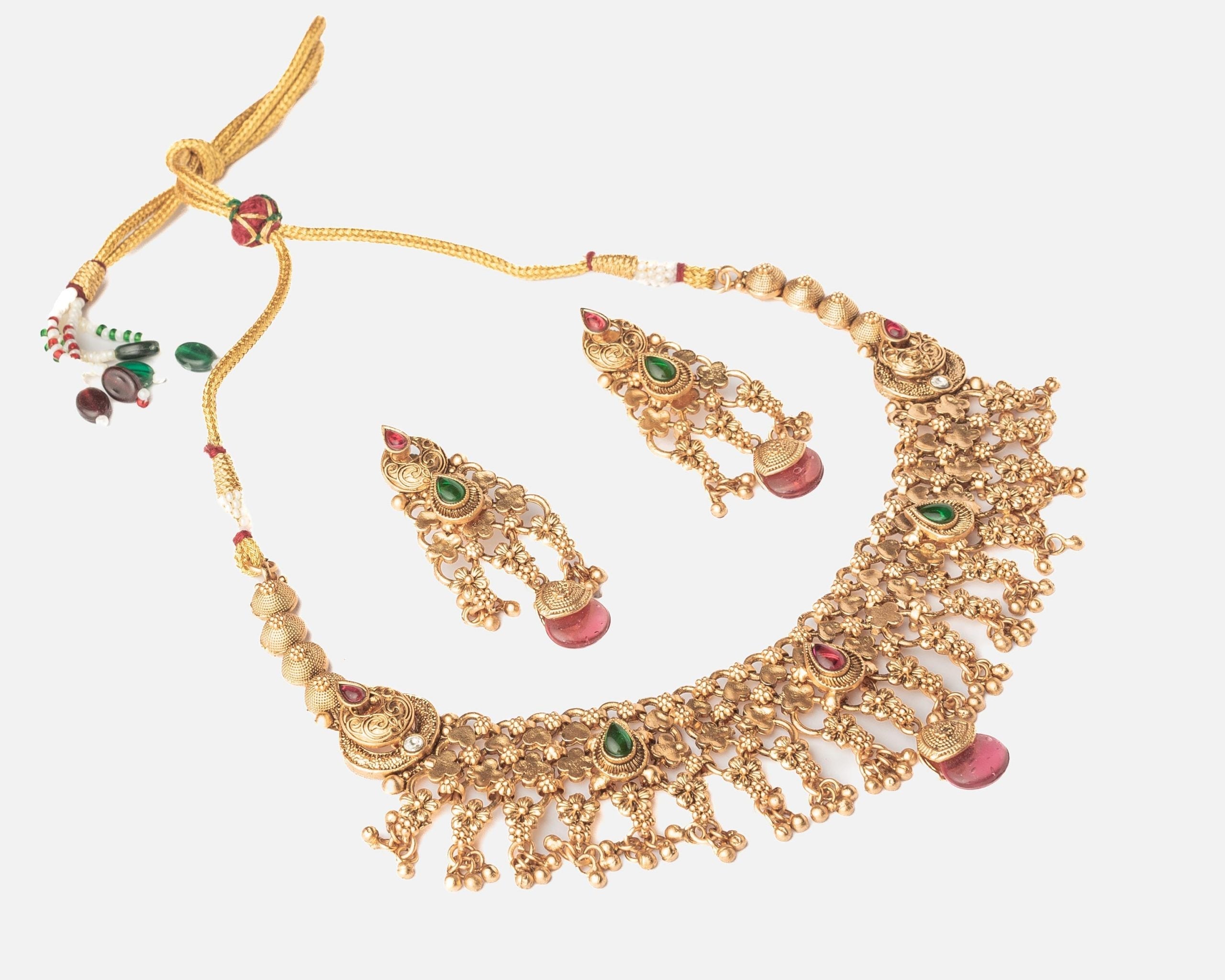 vivinia BY VIDHI MEHRA ISMAARH 2.0 Gold/Multi Short Necklace Set with Pair of Earrings