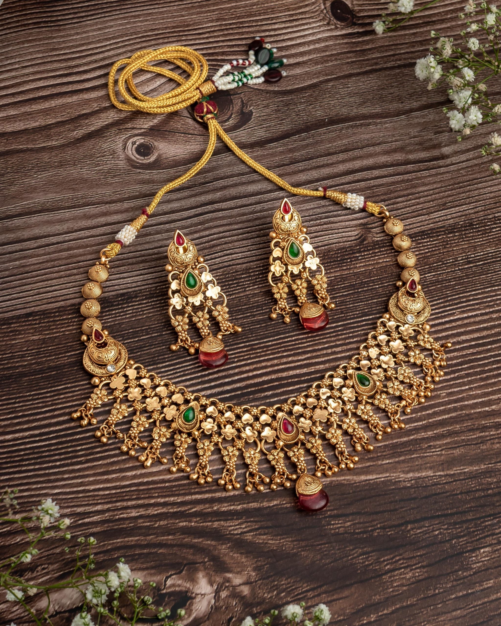 vivinia BY VIDHI MEHRA ISMAARH 2.0 Gold/Multi Short Necklace Set with Pair of Earrings