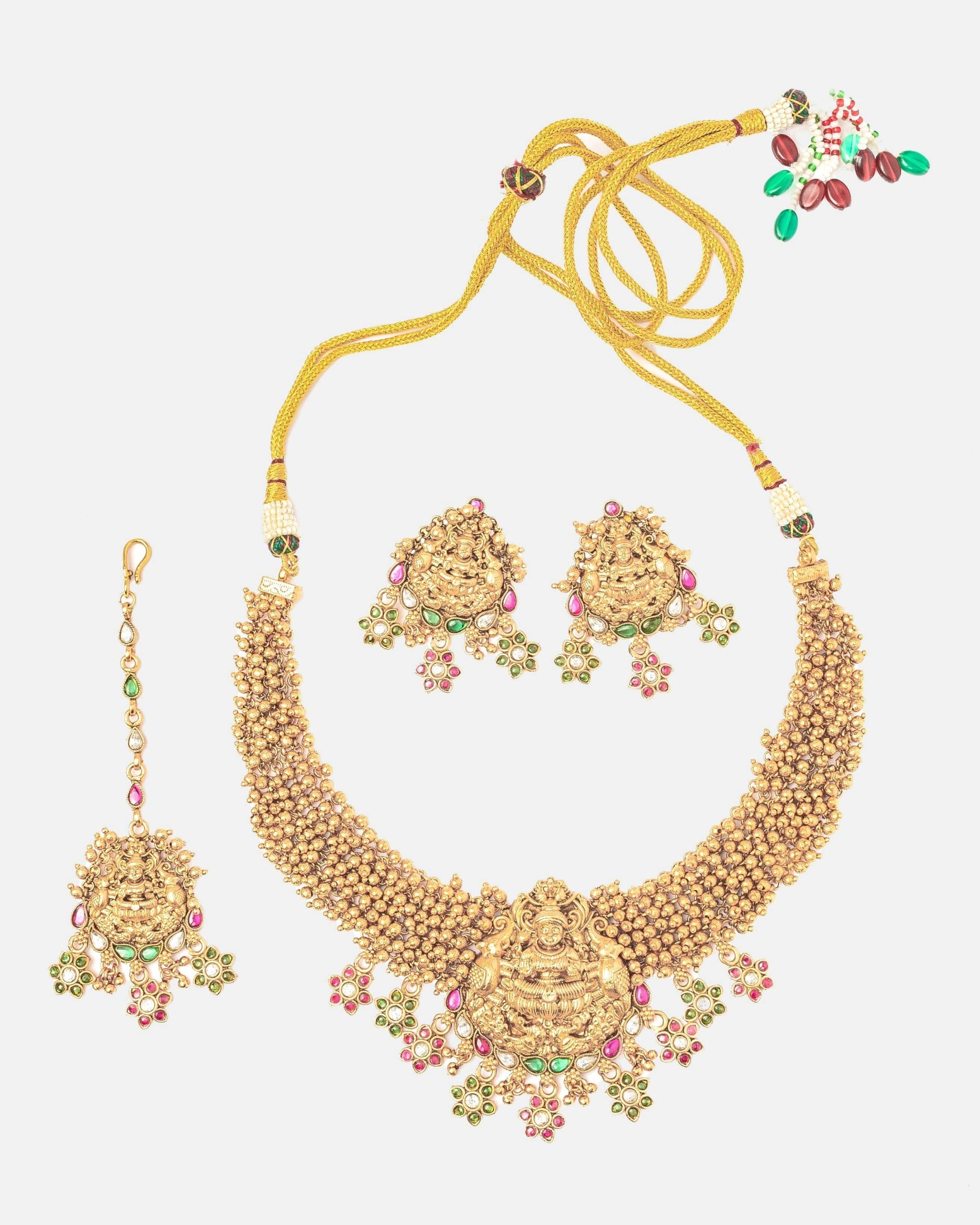 vivinia BY VIDHI MEHRA ISMAARH 2.0 Gold Plated Choker Necklace Set with Maangtikka & Pair of Earrings