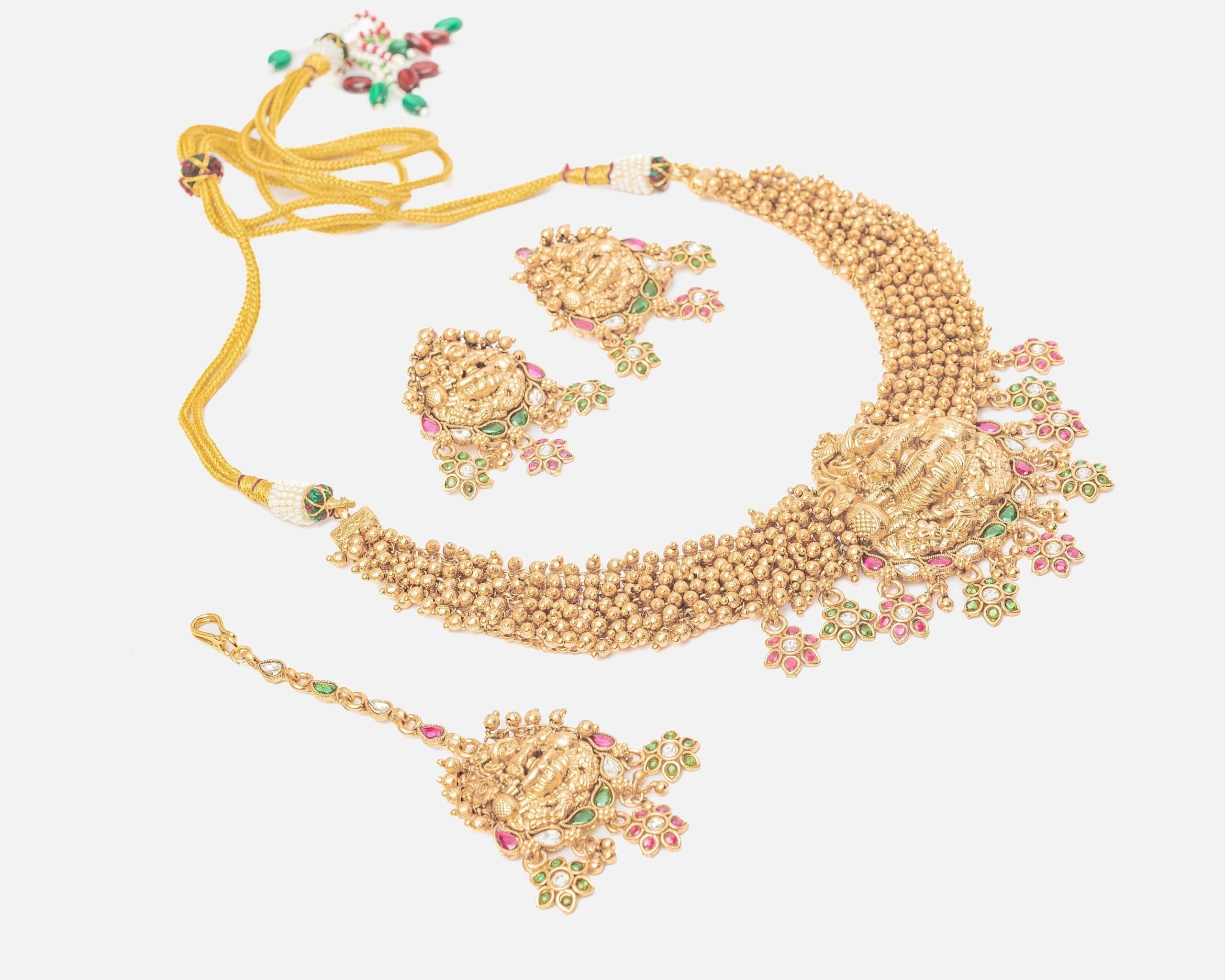 vivinia BY VIDHI MEHRA ISMAARH 2.0 Gold Plated Choker Necklace Set with Maangtikka & Pair of Earrings