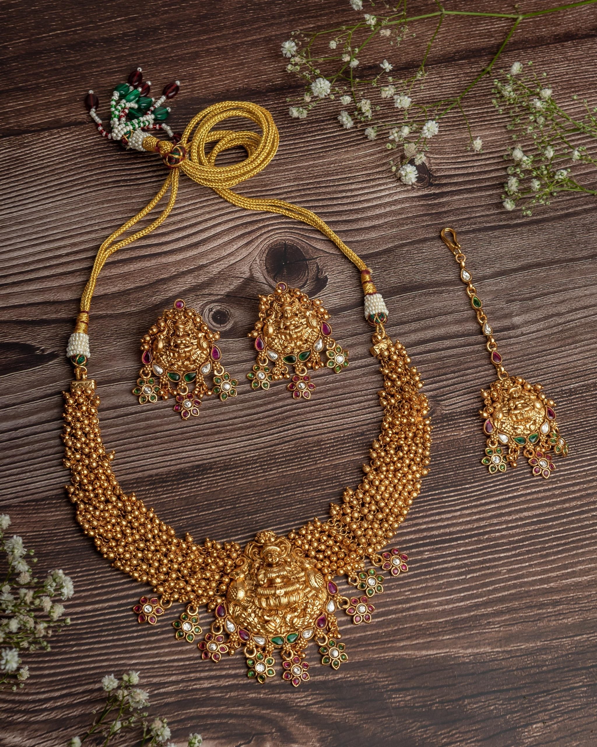 vivinia BY VIDHI MEHRA ISMAARH 2.0 Gold Plated Choker Necklace Set with Maangtikka & Pair of Earrings