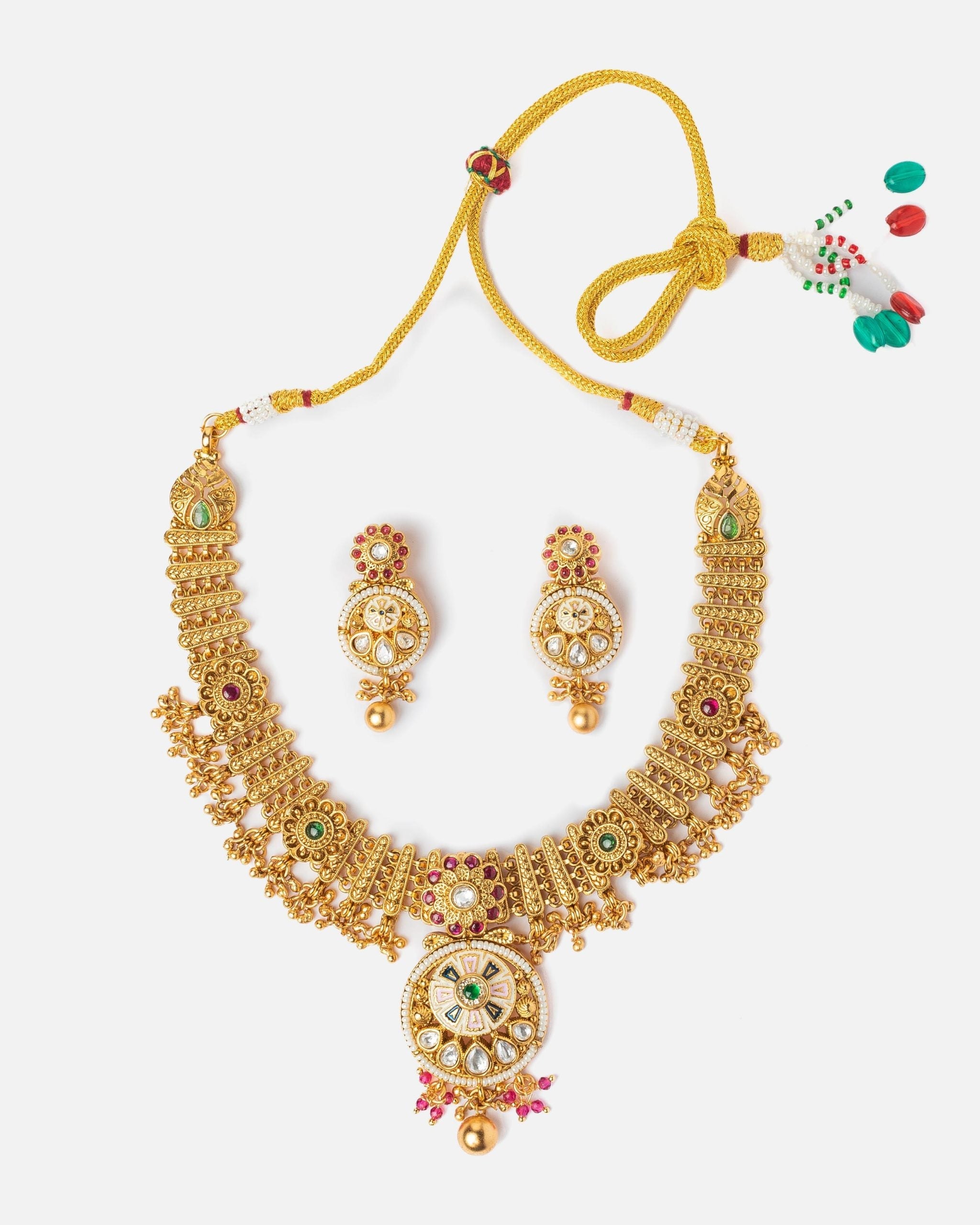 vivinia BY VIDHI MEHRA ISMAARH 2.0 Gold/Multi Short Necklace Set with Pair of Earrings