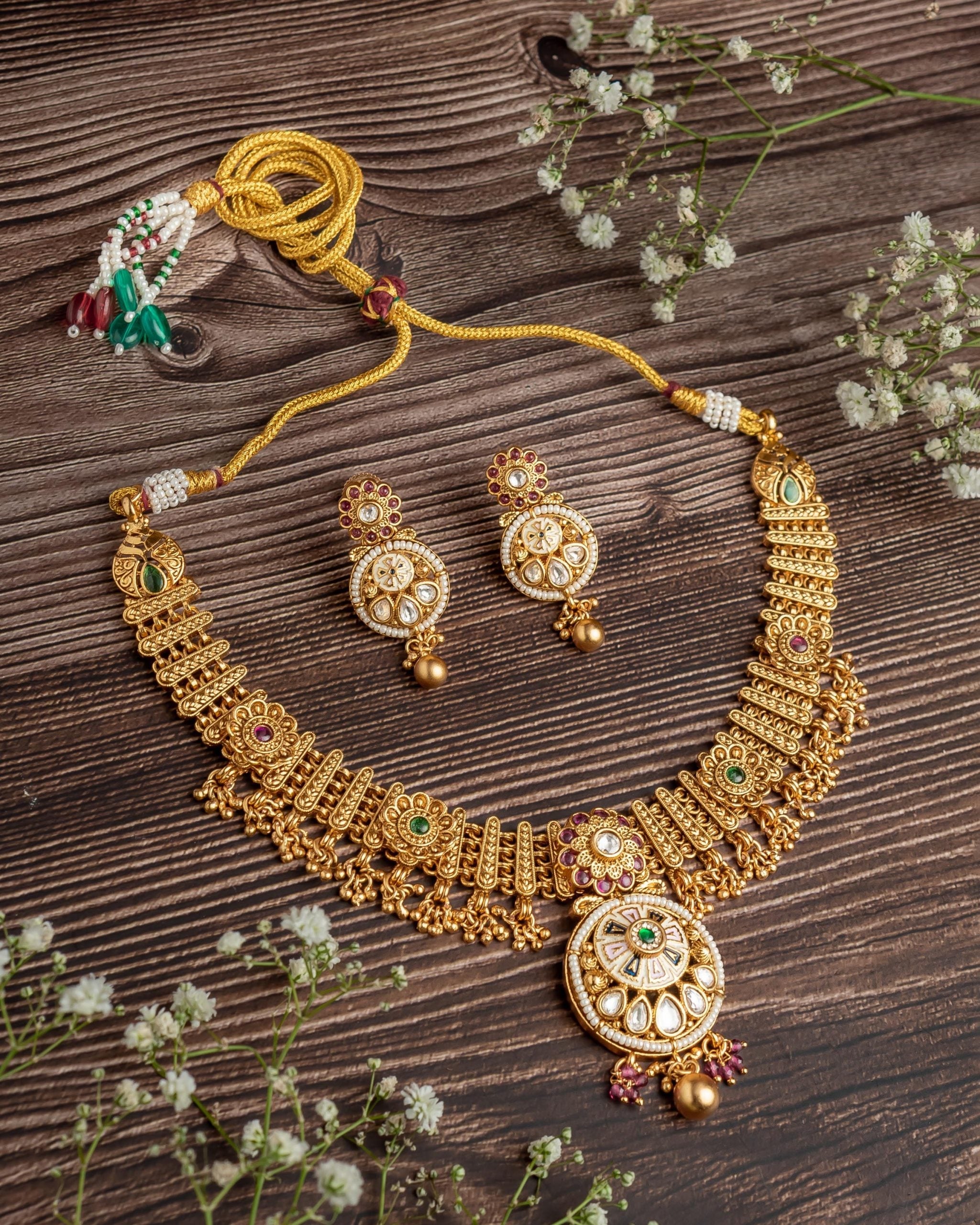 vivinia BY VIDHI MEHRA ISMAARH 2.0 Gold/Multi Short Necklace Set with Pair of Earrings