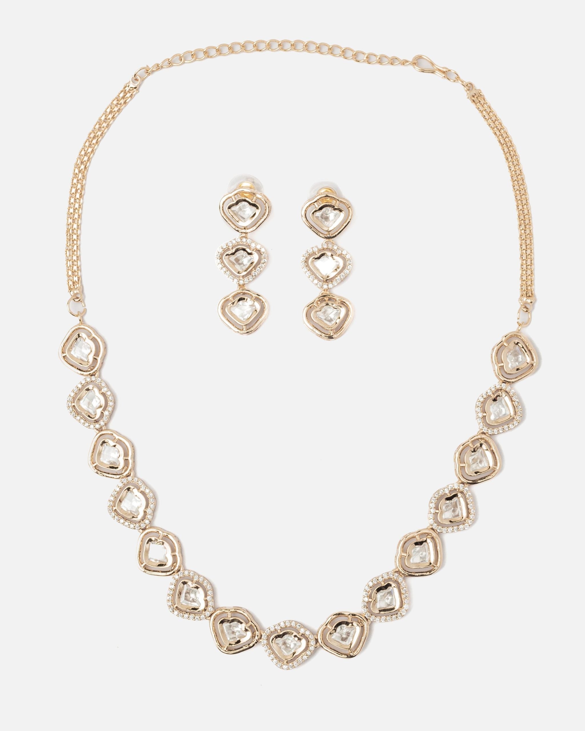 vivinia BY VIDHI MEHRA ISMAARH 2.0 Gold Plated Diamond Short Necklace Set with Pair of Earrings