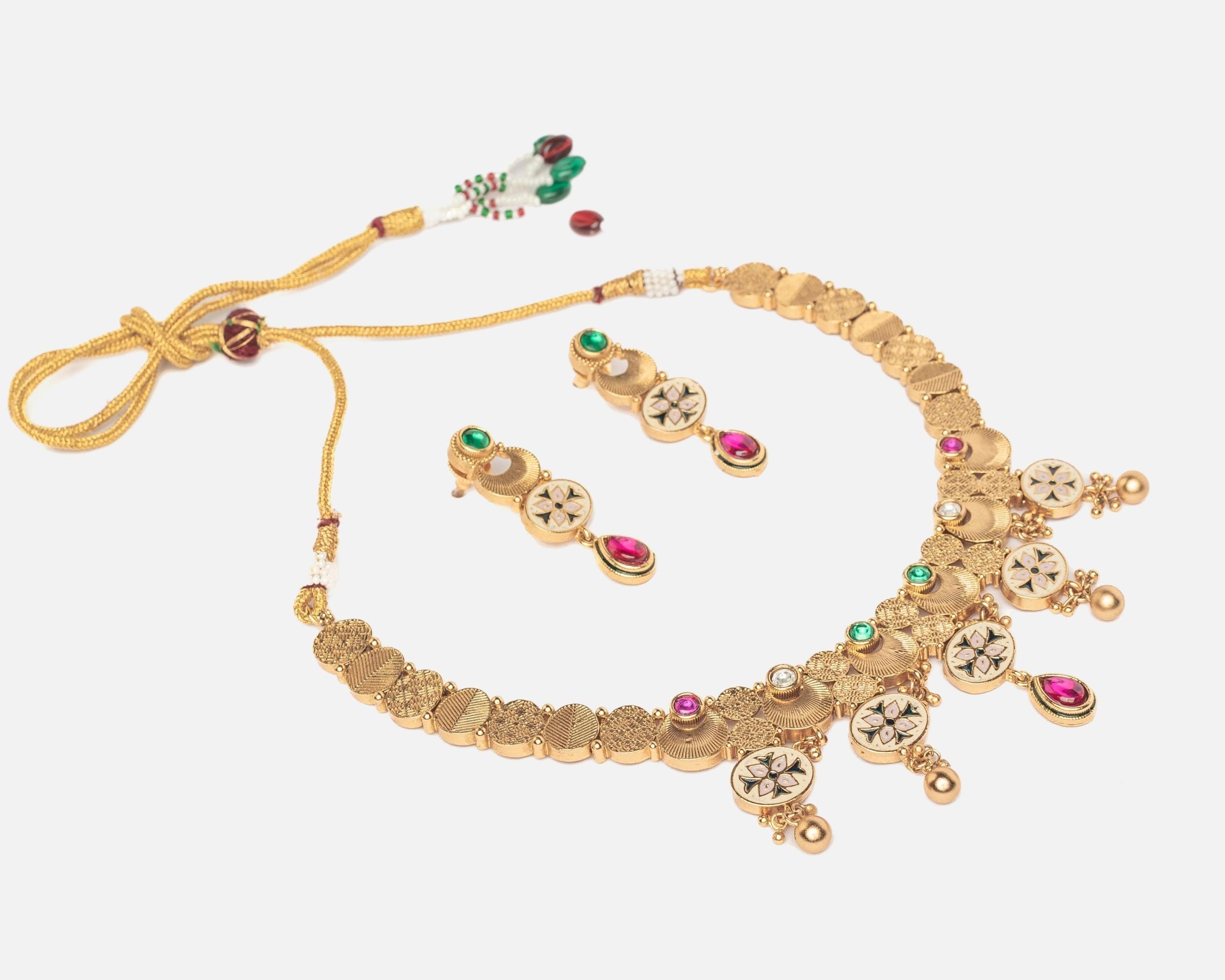 vivinia BY VIDHI MEHRA ISMAARH 2.0 Gold/Multi Choker Necklace Set with Pair of Earrings