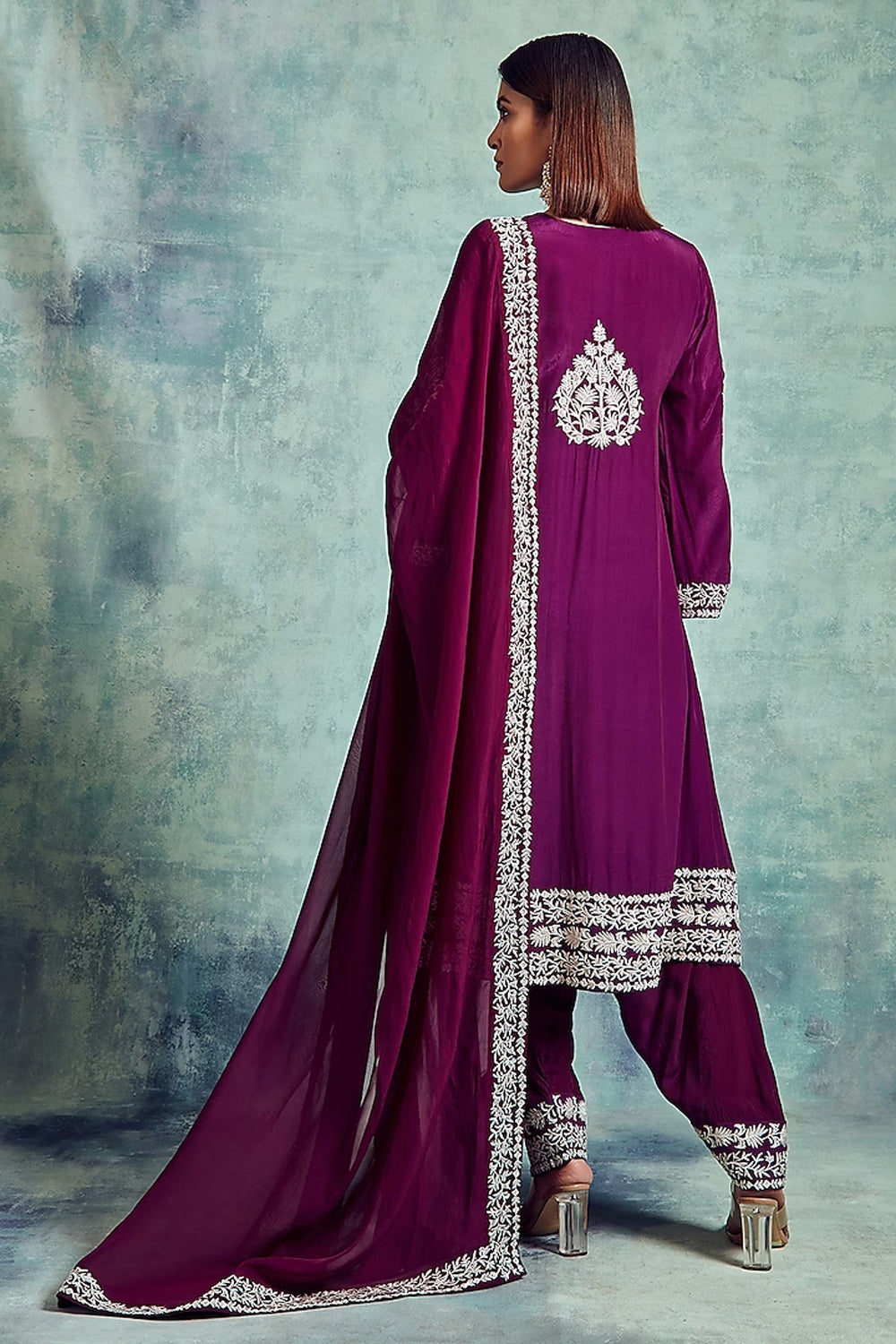 Russian Violet Embroidered Kurta Set