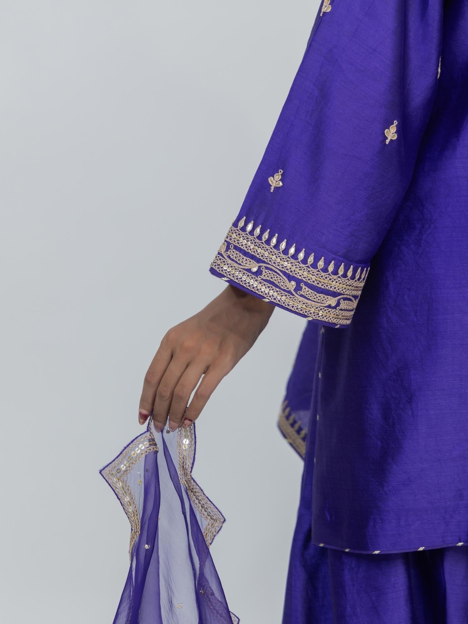 Pure Chiniya Silk Kurta and Bottom with Sheer Dupatta