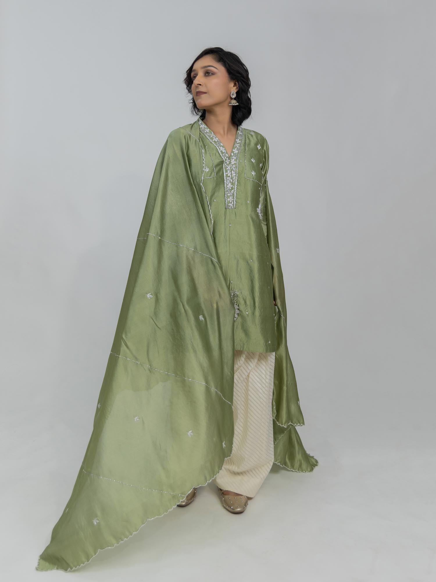 Pure Chiniya Silk Kurta Set with Farsi Salwar