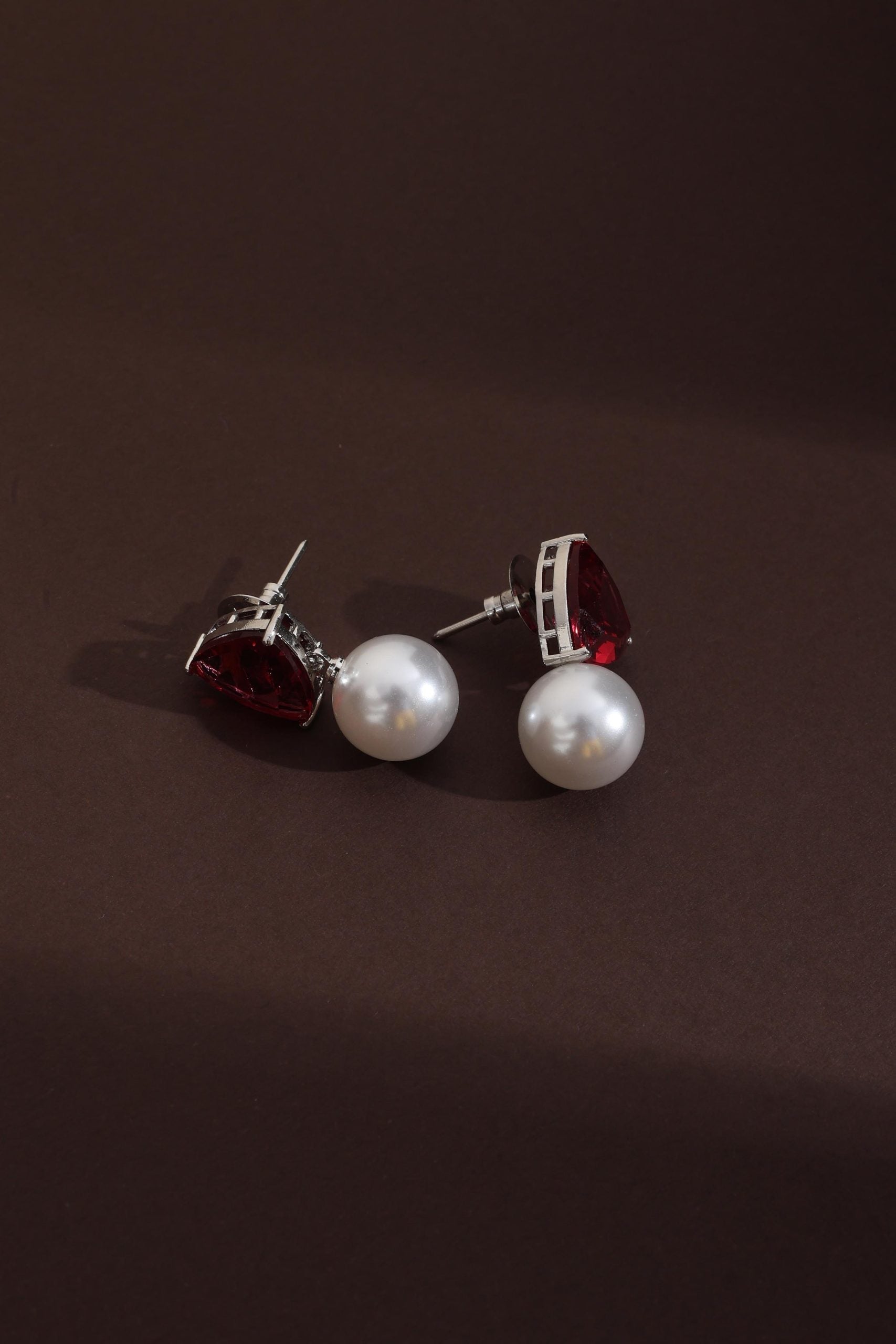 Red Zirconia Stud Earrings