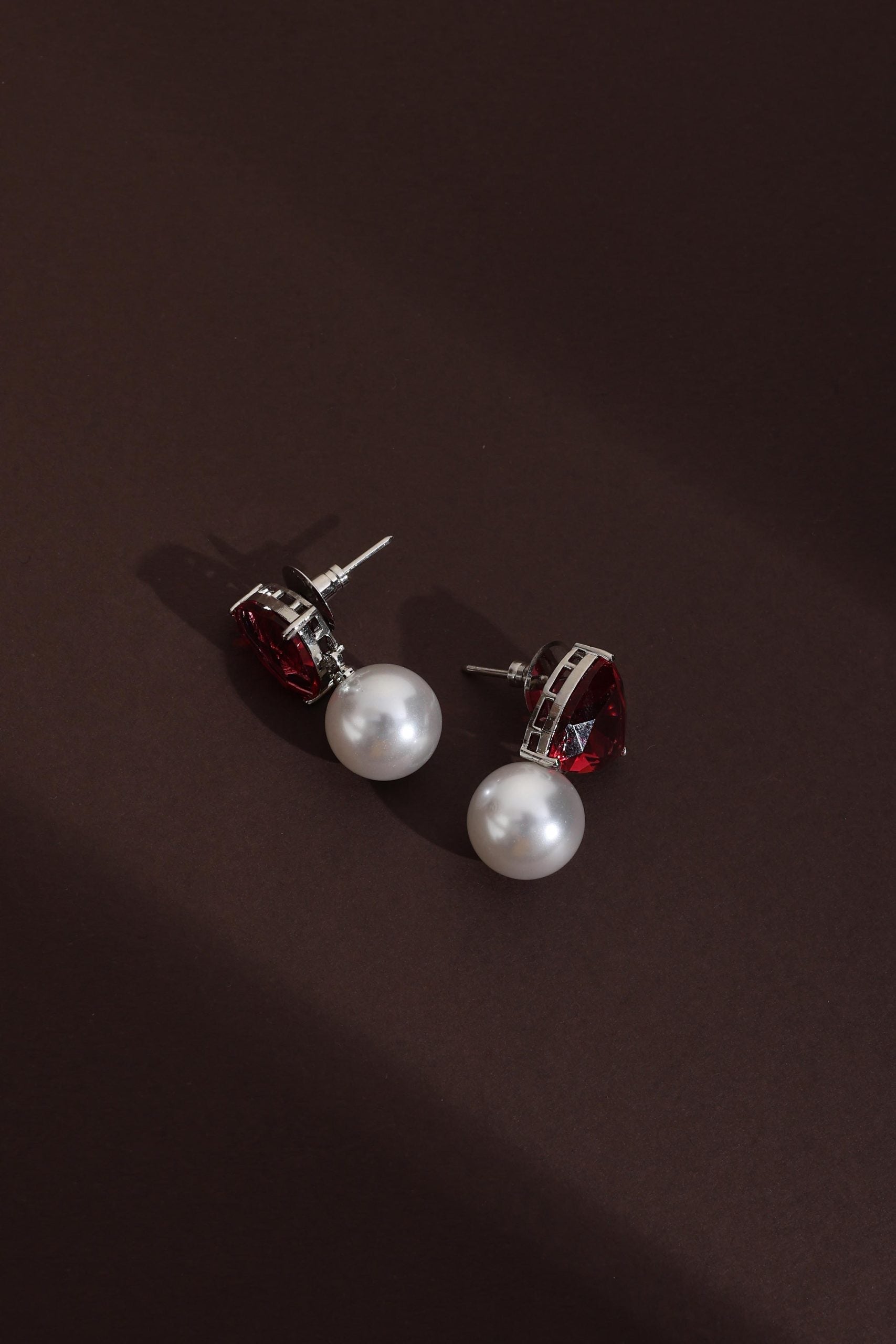 Red Zirconia Stud Earrings