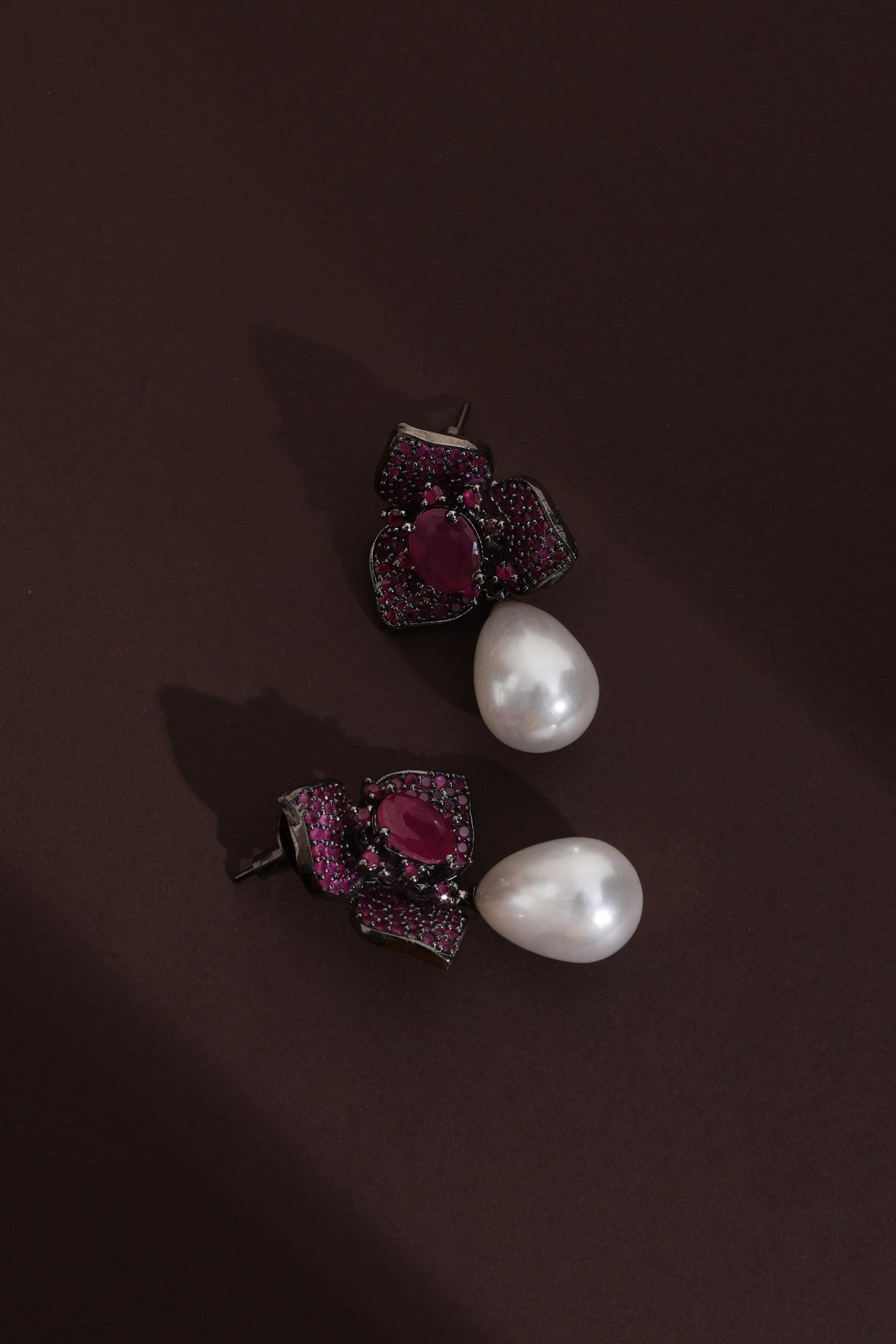 Magenta Zirconia Stud Earrings