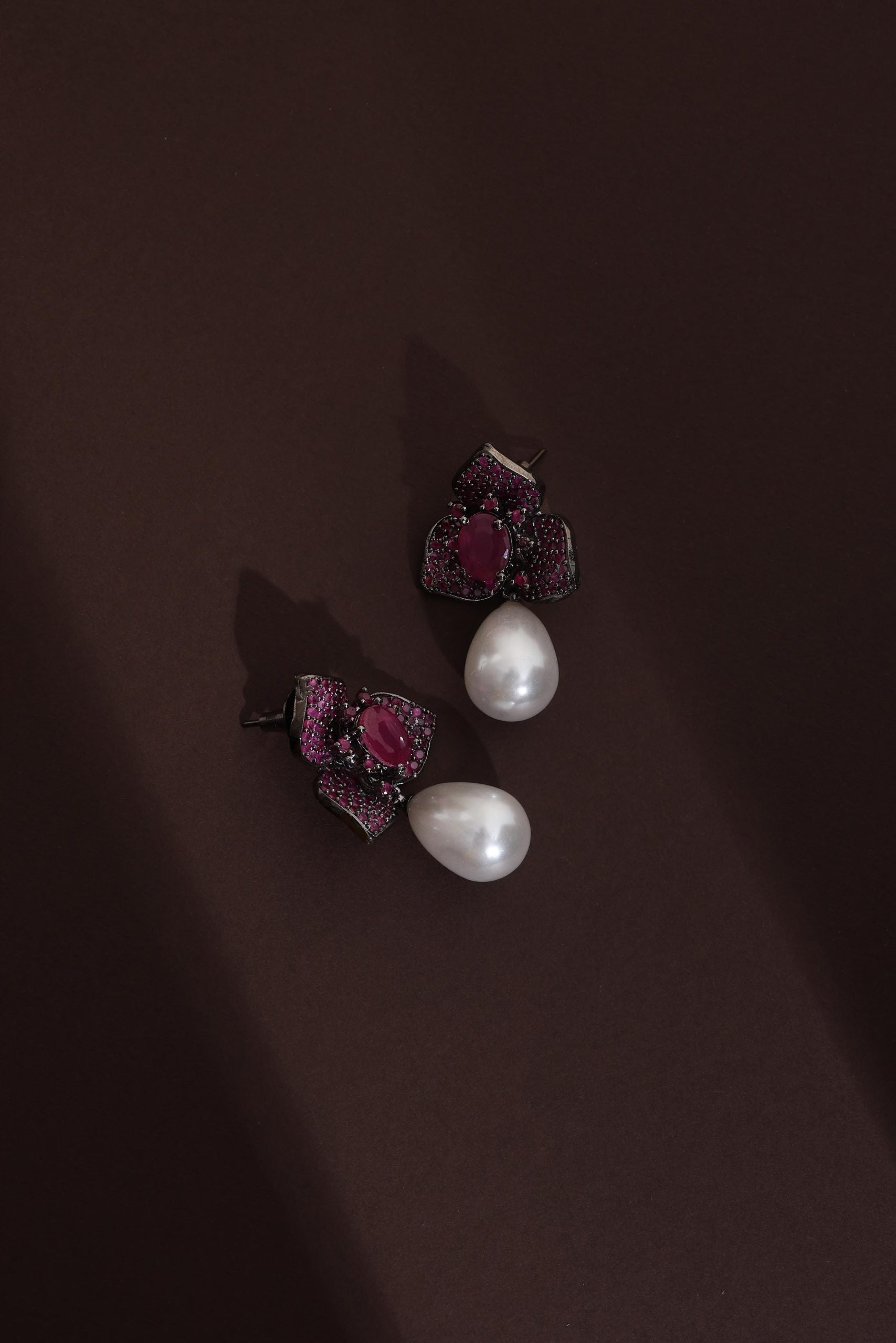 Magenta Zirconia Stud Earrings