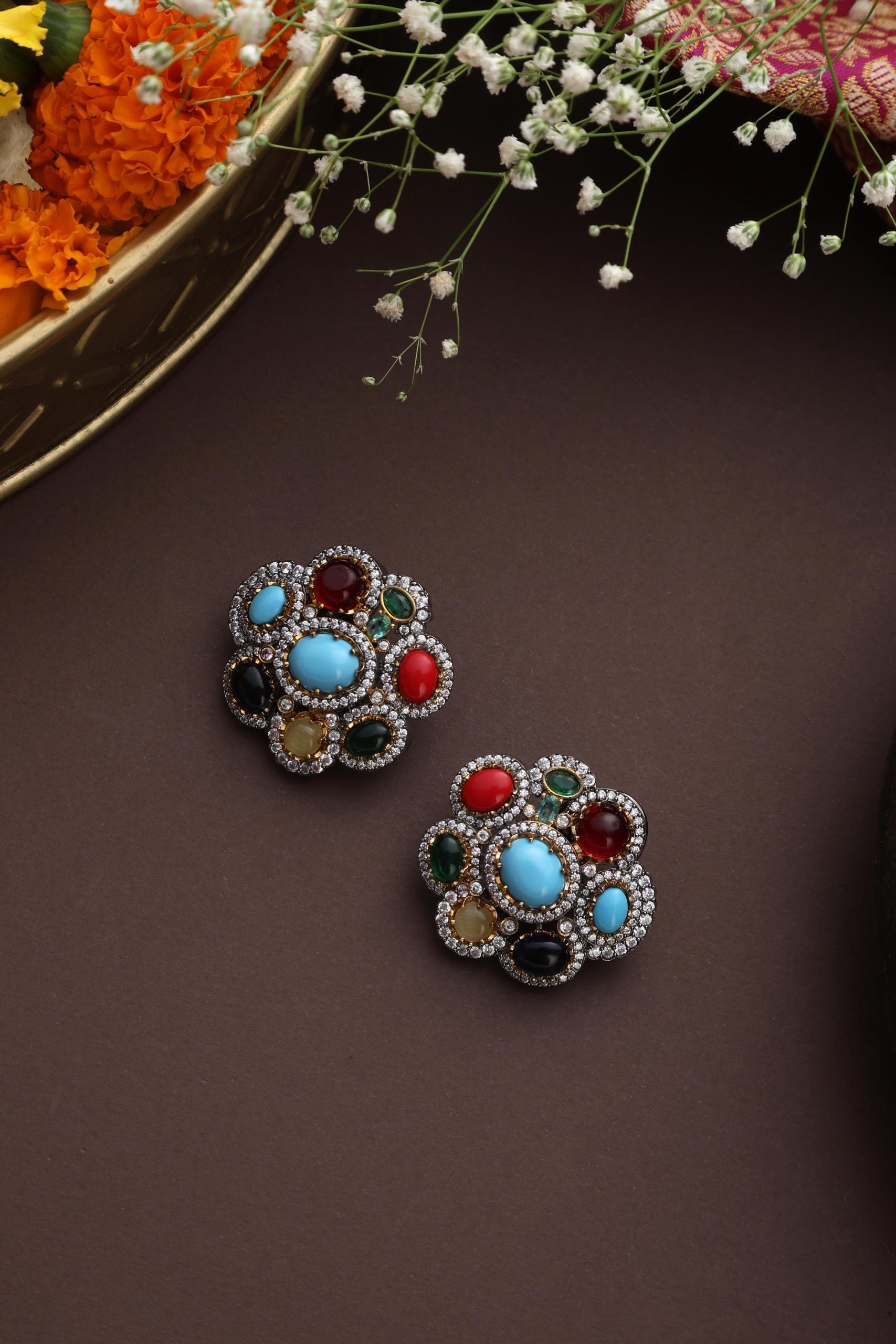 Multicolour Zirconia Stud Earrings