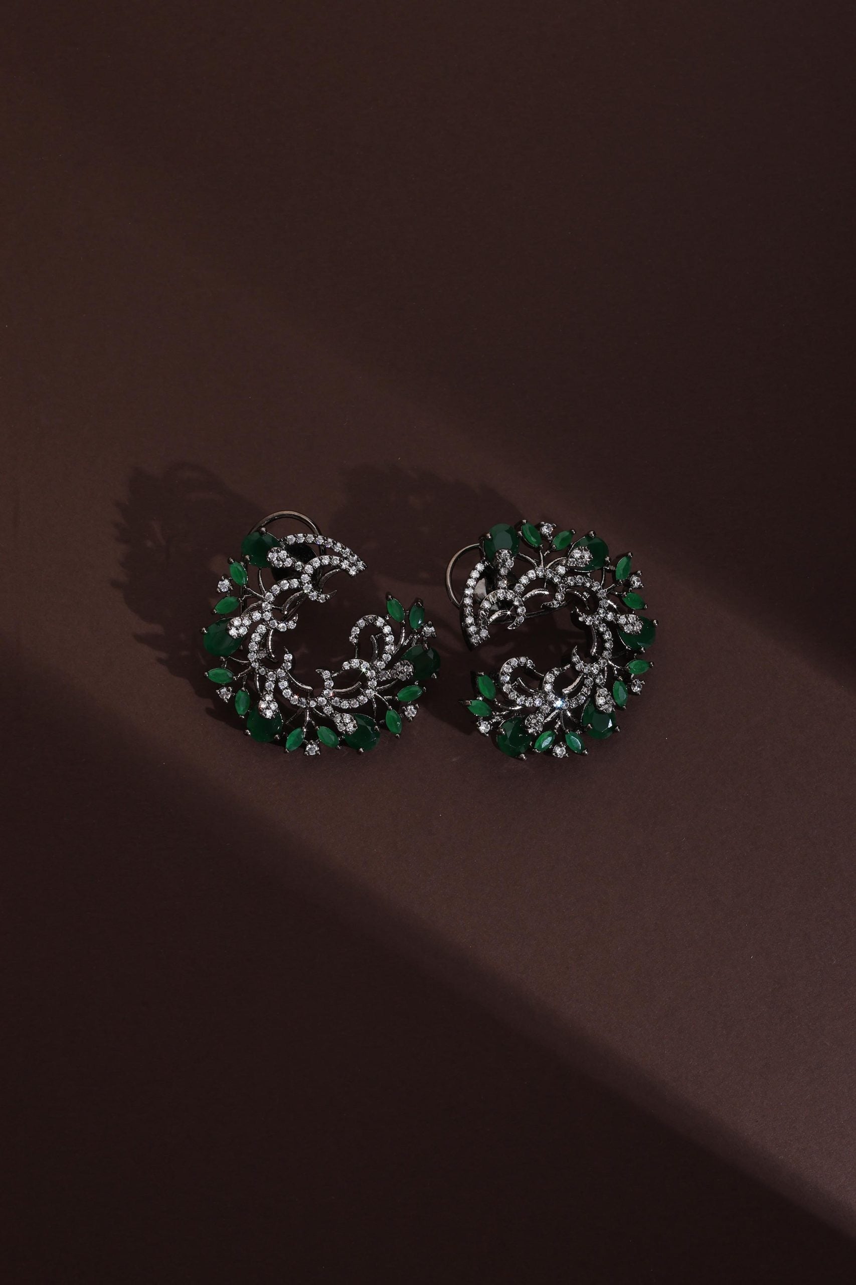 Green Zirconia Hoop Earrings