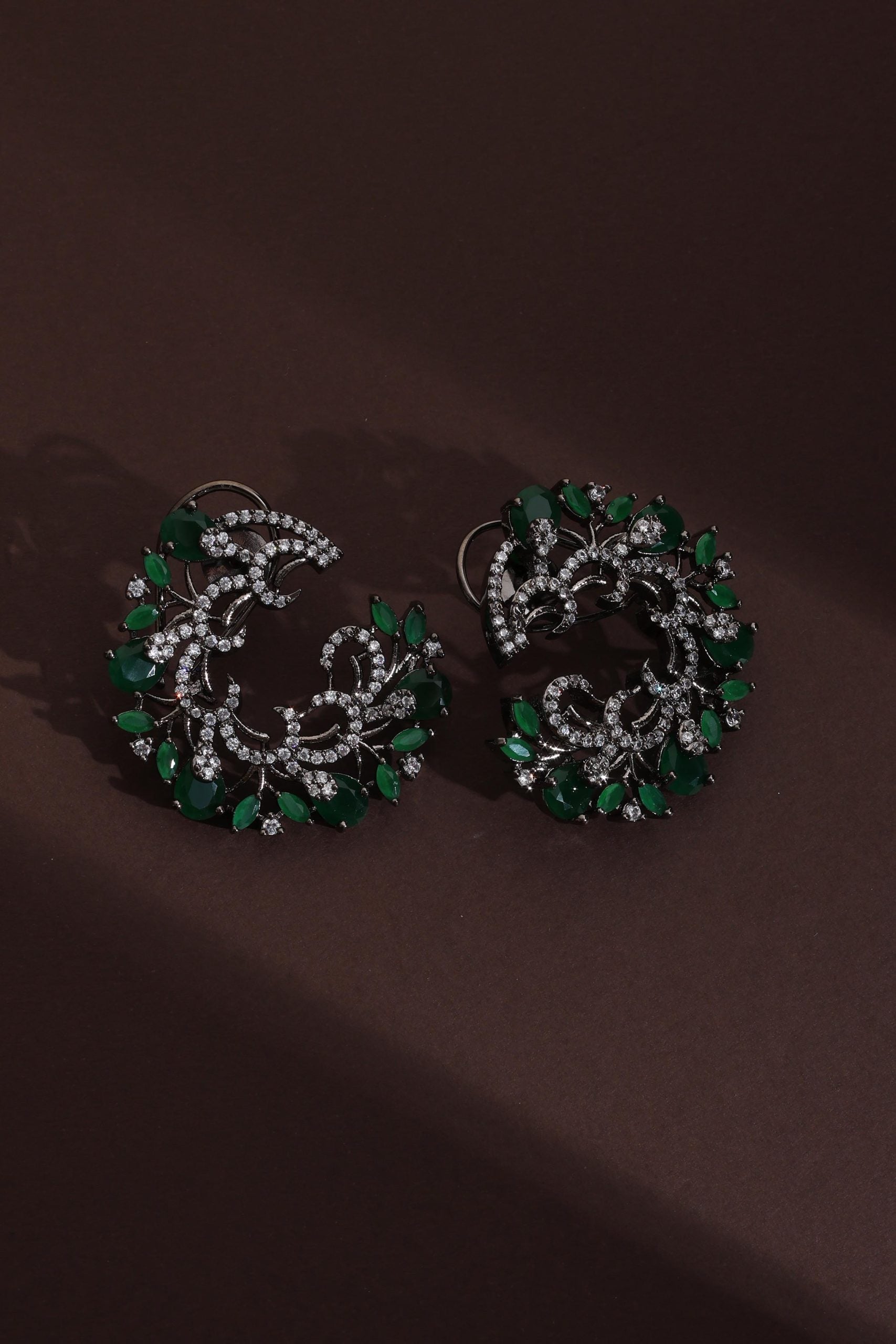 Green Zirconia Hoop Earrings