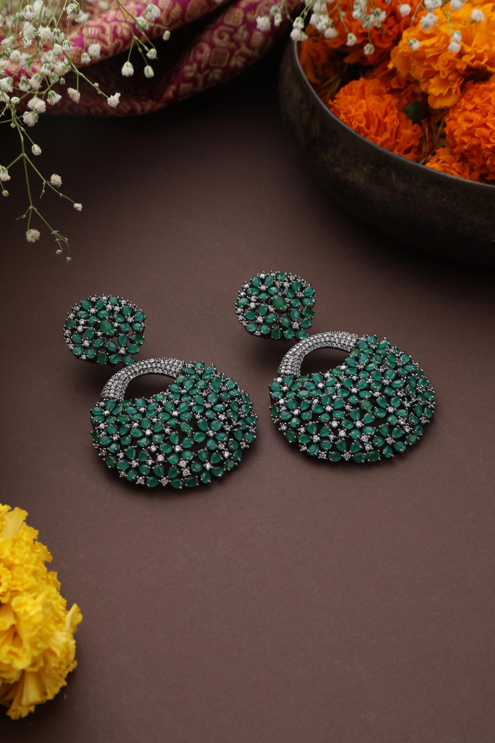 Emerald Zirconia Dangler Earrings