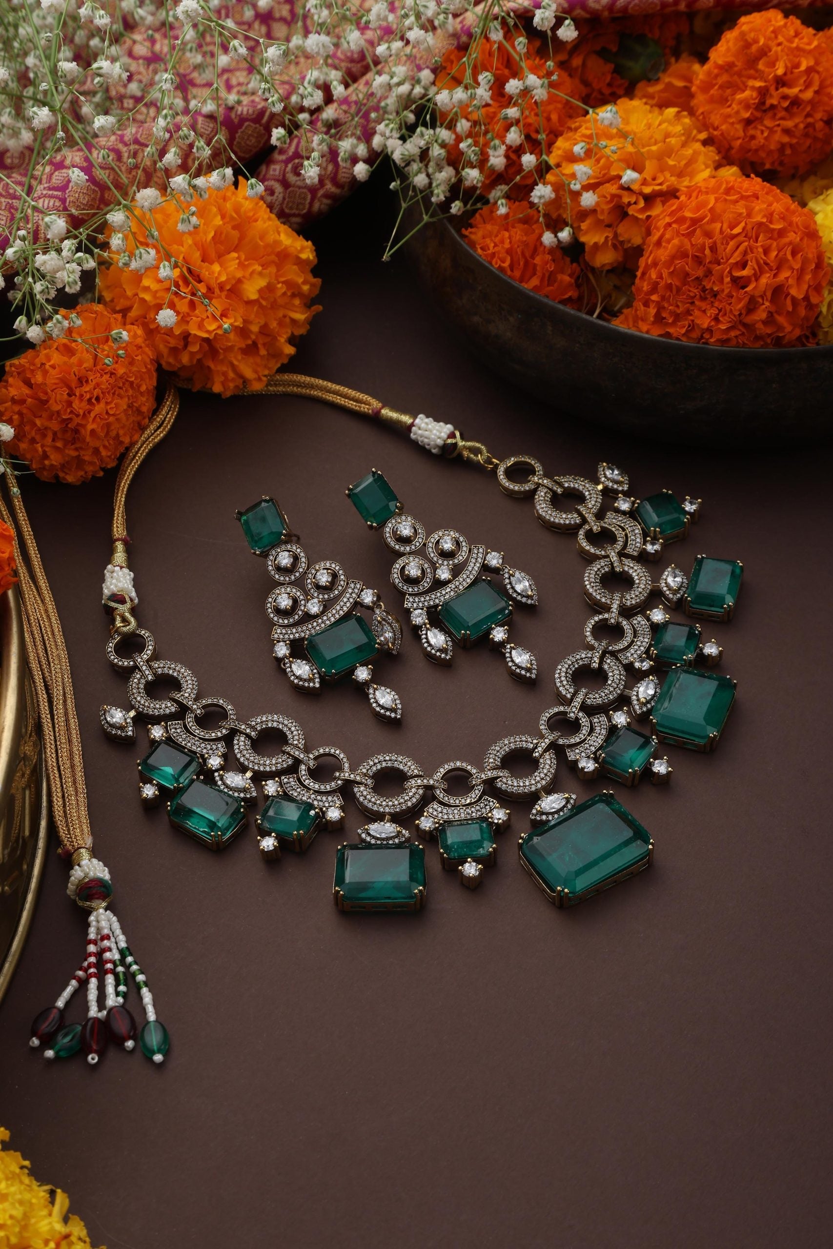 Emerald Zirconia Necklace Set