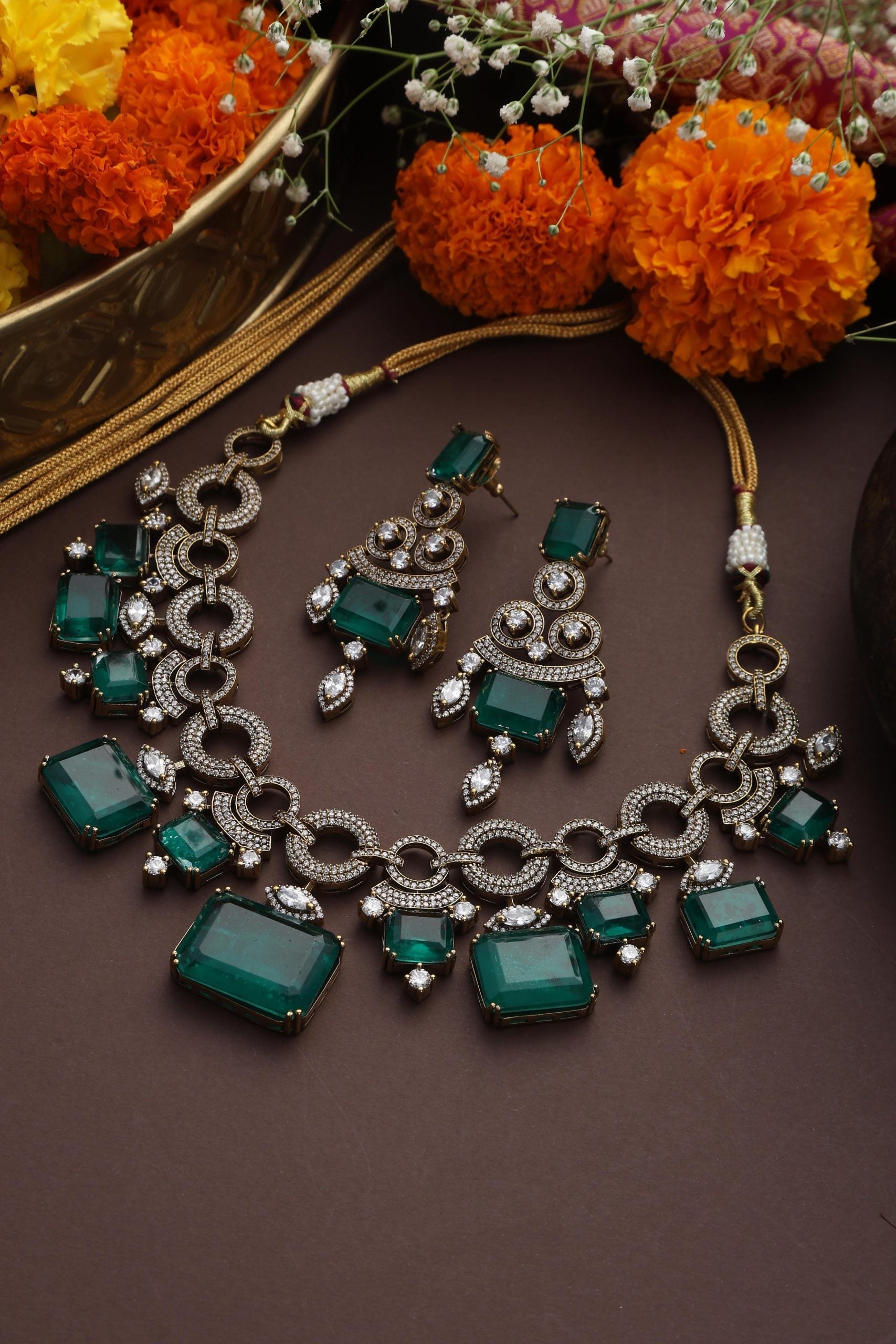 Emerald Zirconia Necklace Set