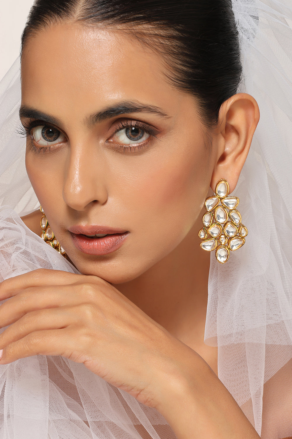 Gold Tone Kundan Dangler Earrings