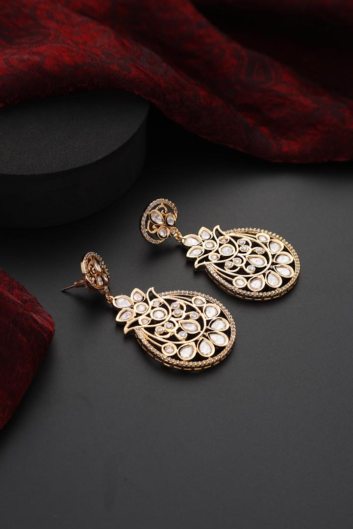 Gold Polki Dangler Earrings