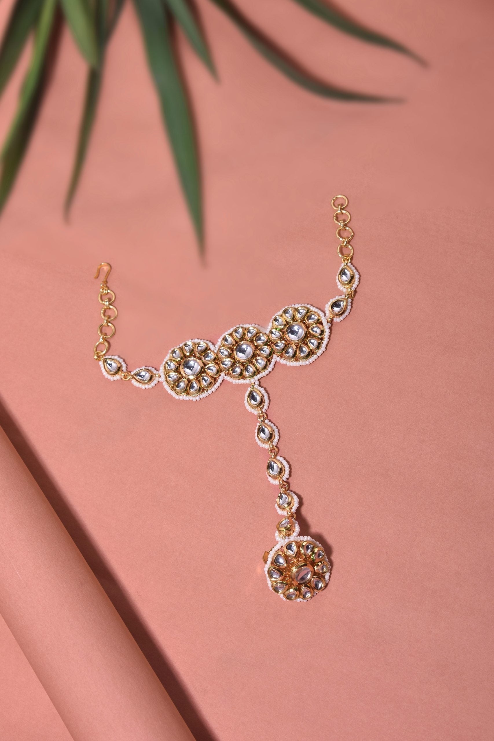 Gold Tone Kundan Hathphool