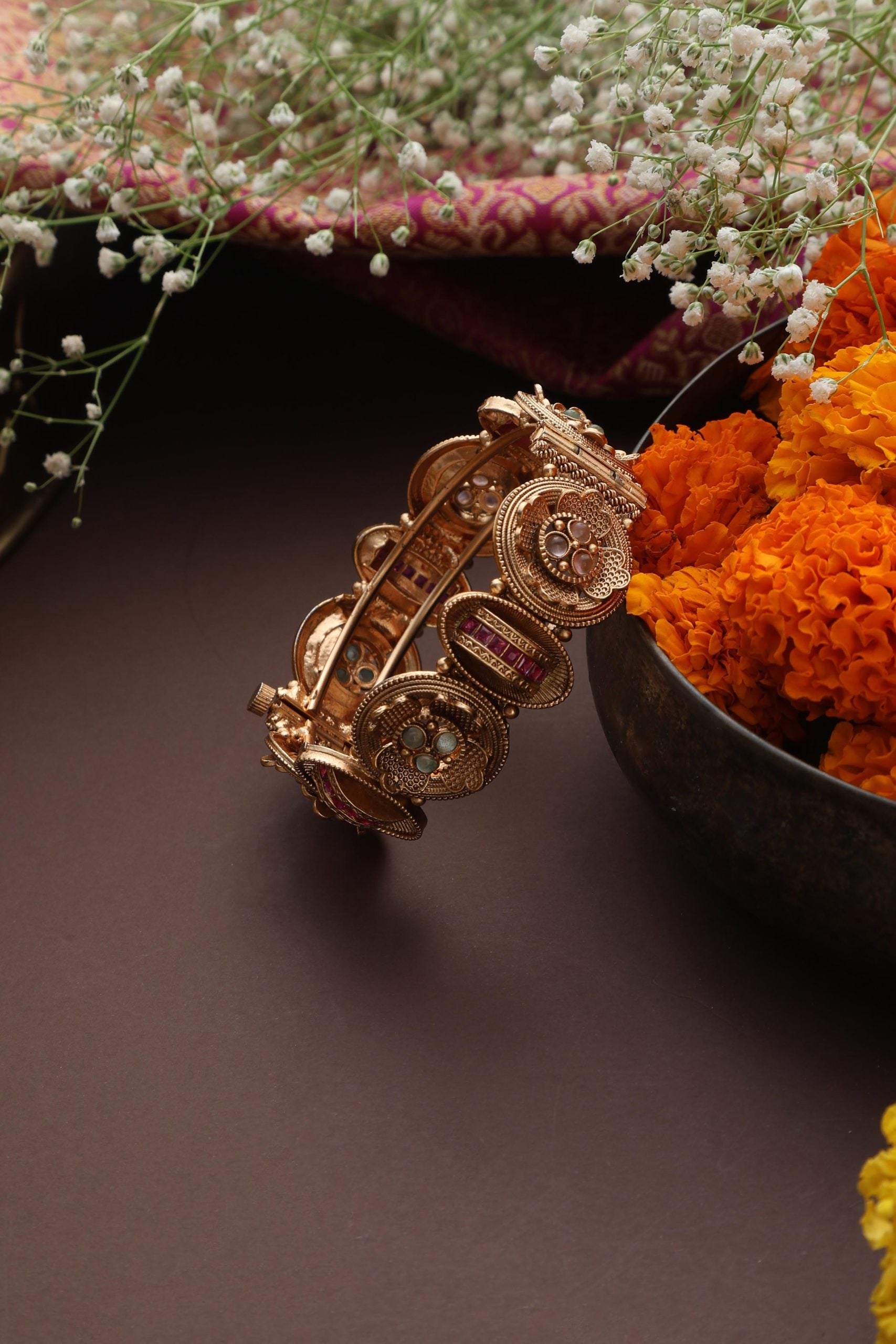 Multicolour Gold Tone Kada