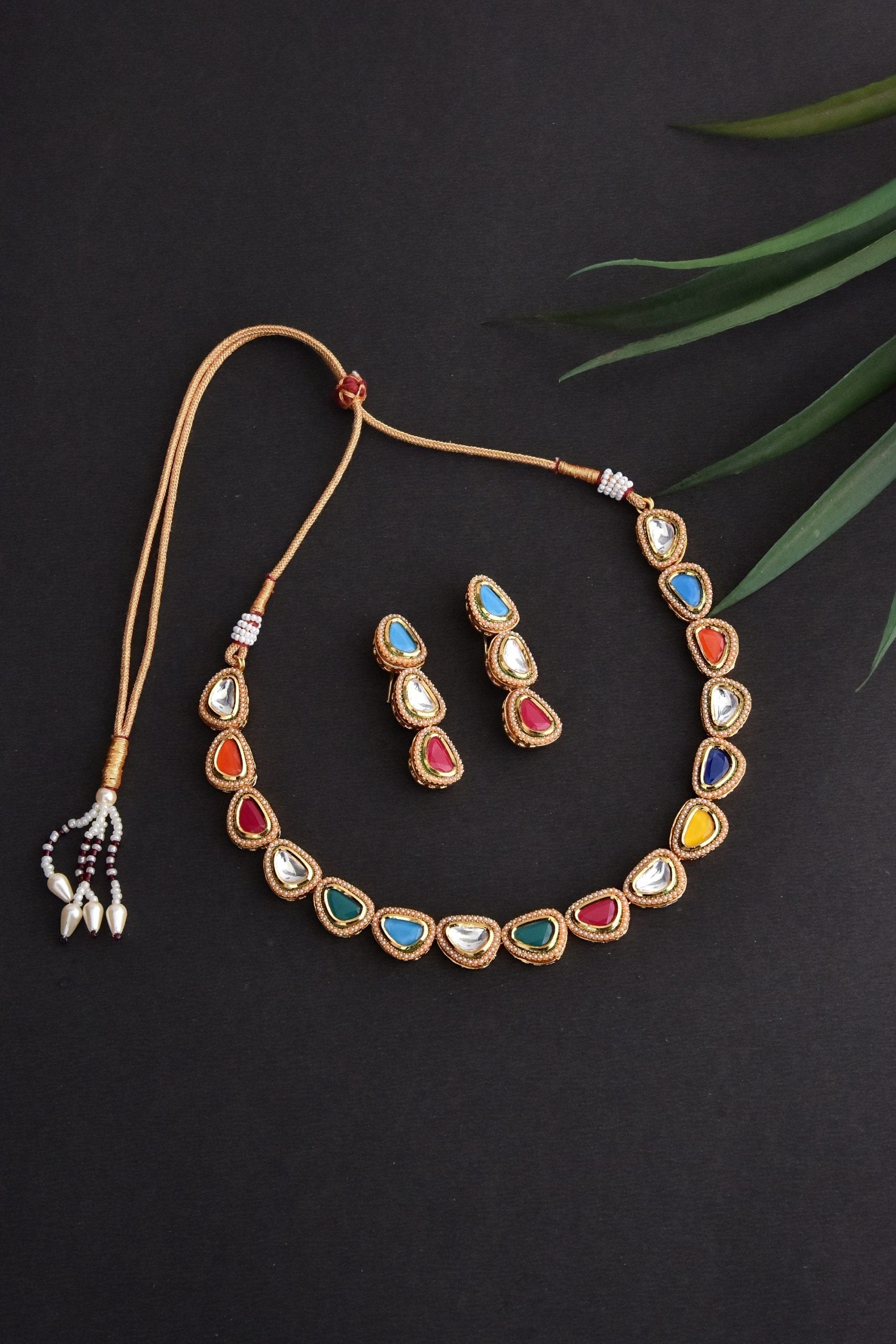 Multicolour Gold Tone  Necklace Set