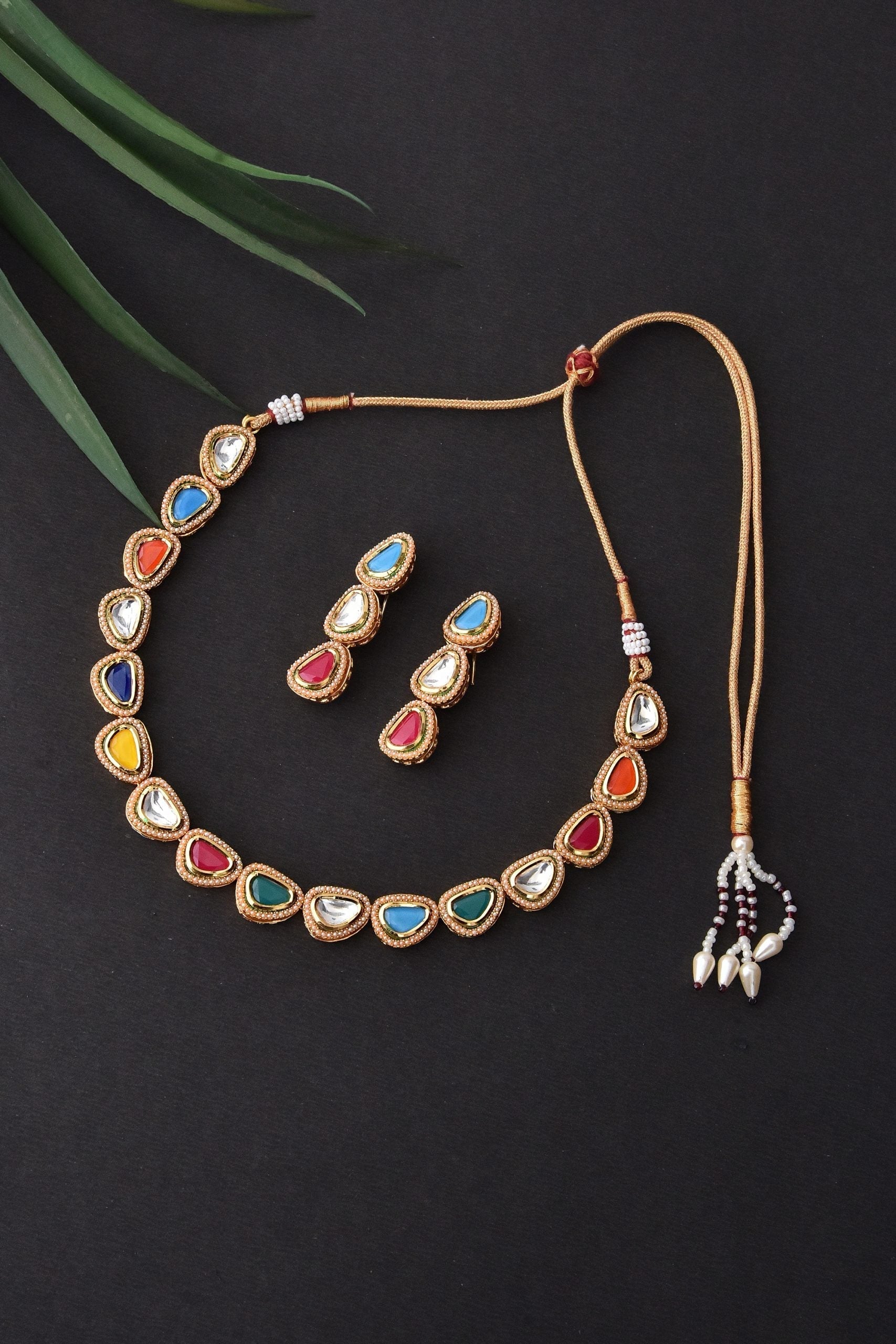 Multicolour Gold Tone  Necklace Set