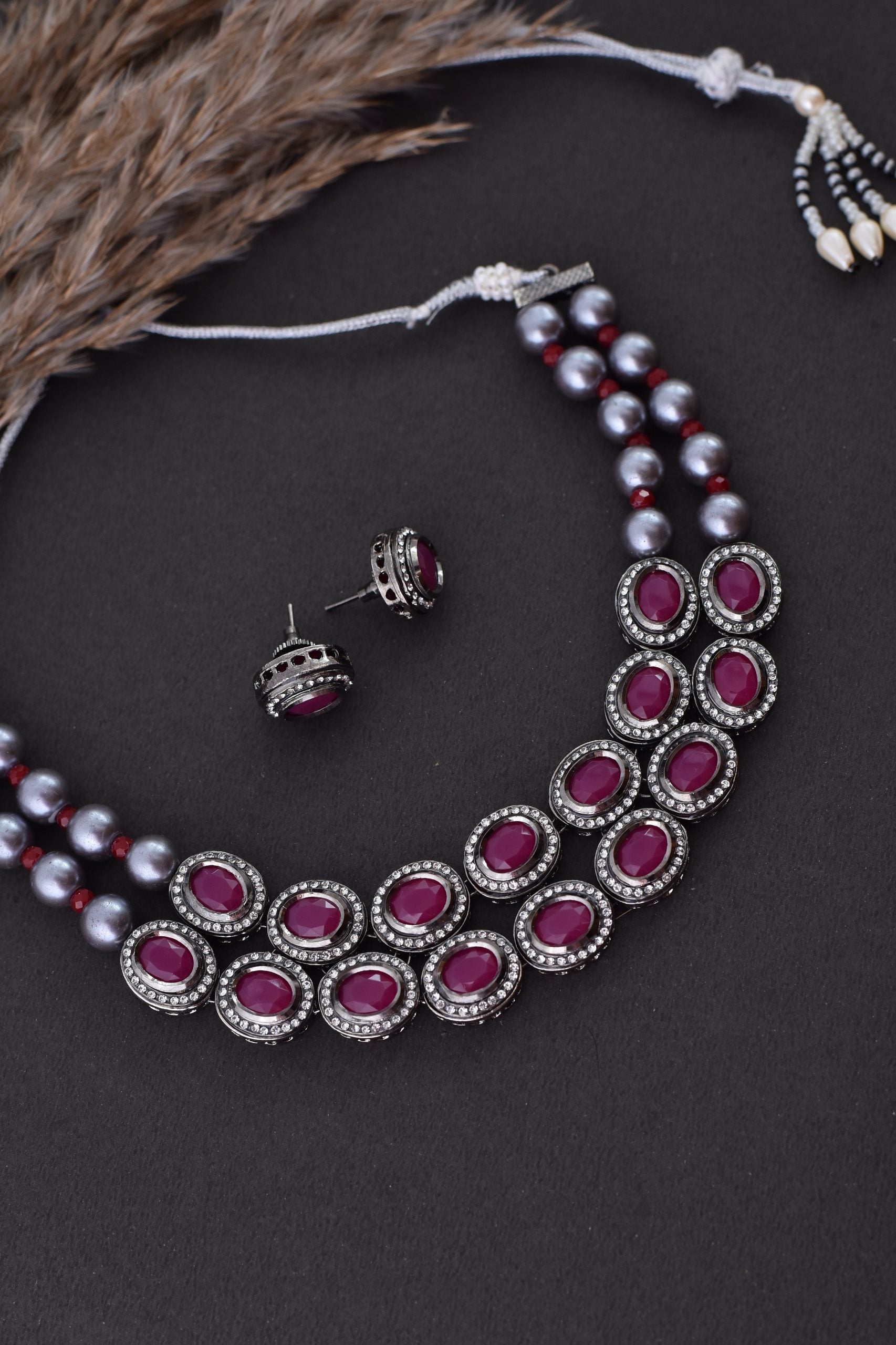 Purple Rhodium Finish Choker Set