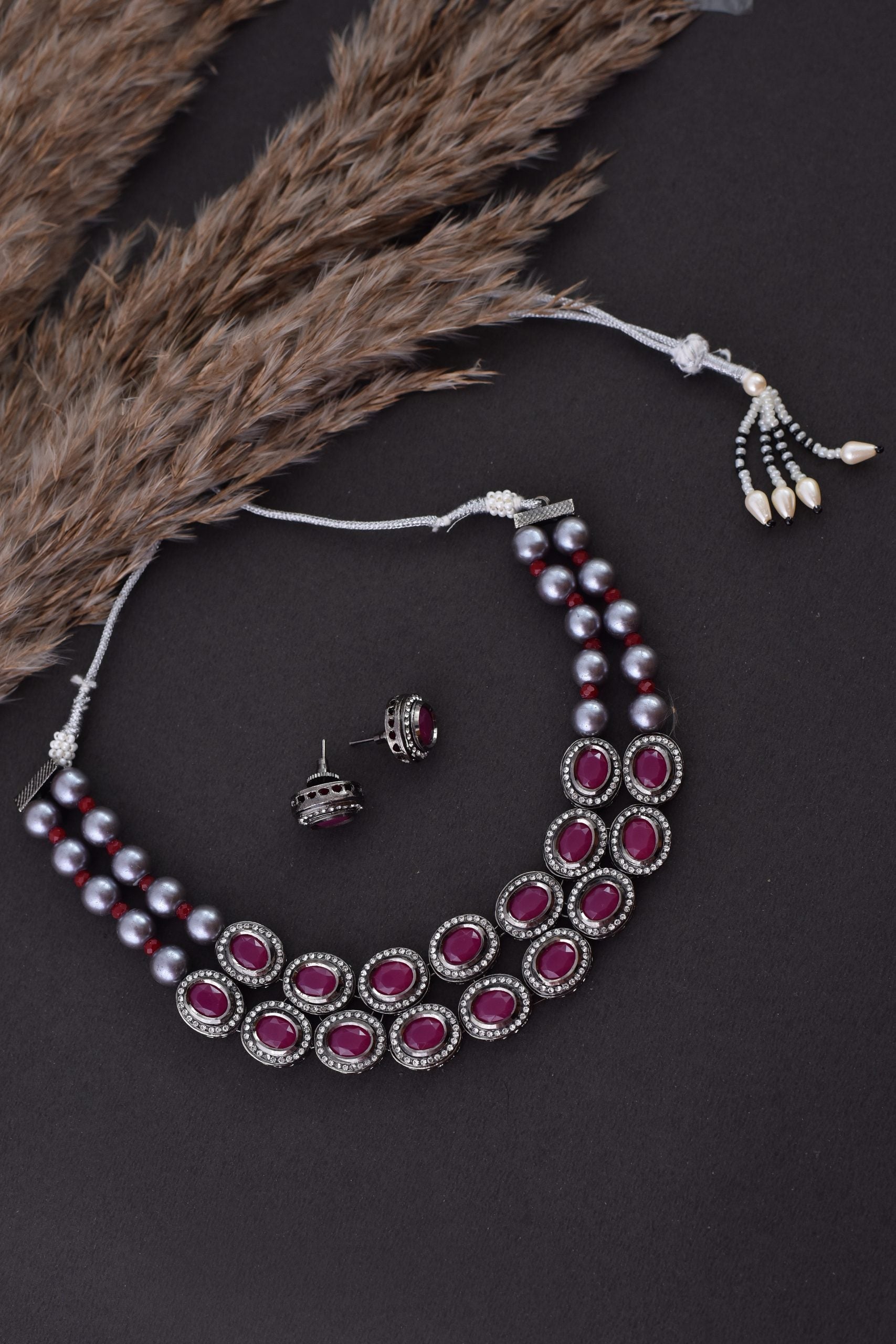 Purple Rhodium Finish Choker Set