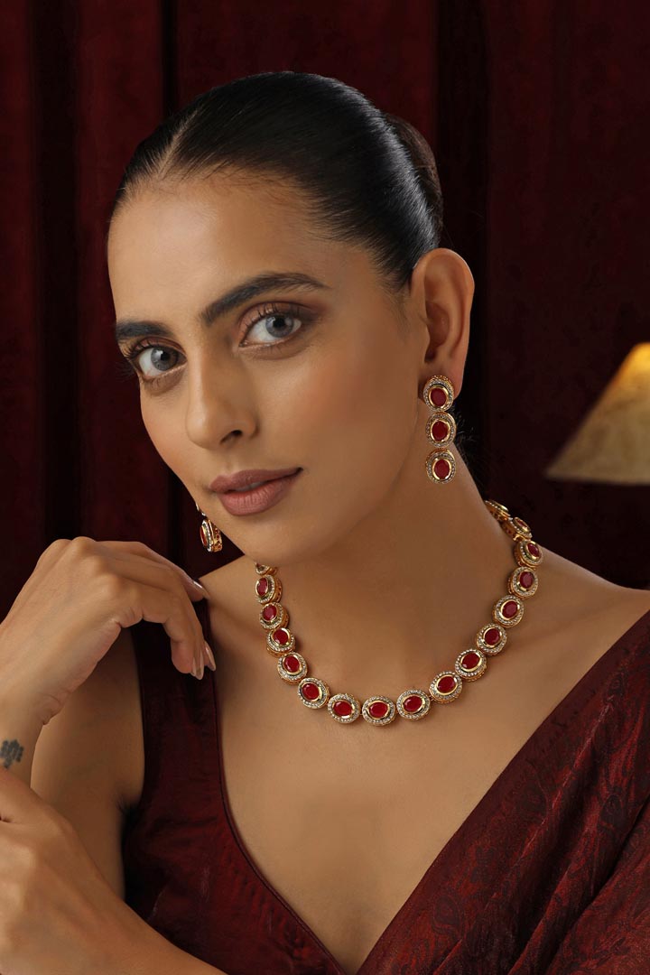 Red Kundan Necklace Set