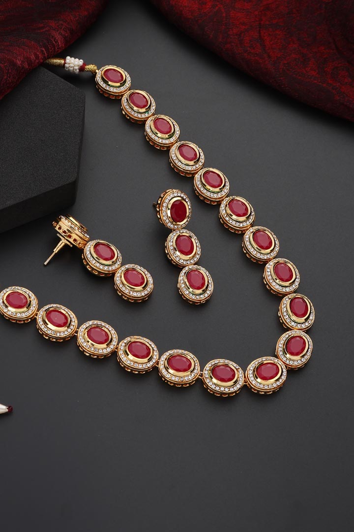 Red Kundan Necklace Set