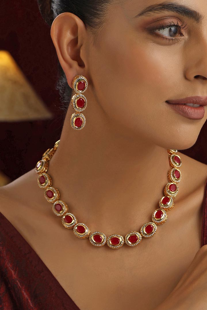 Red Kundan Necklace Set